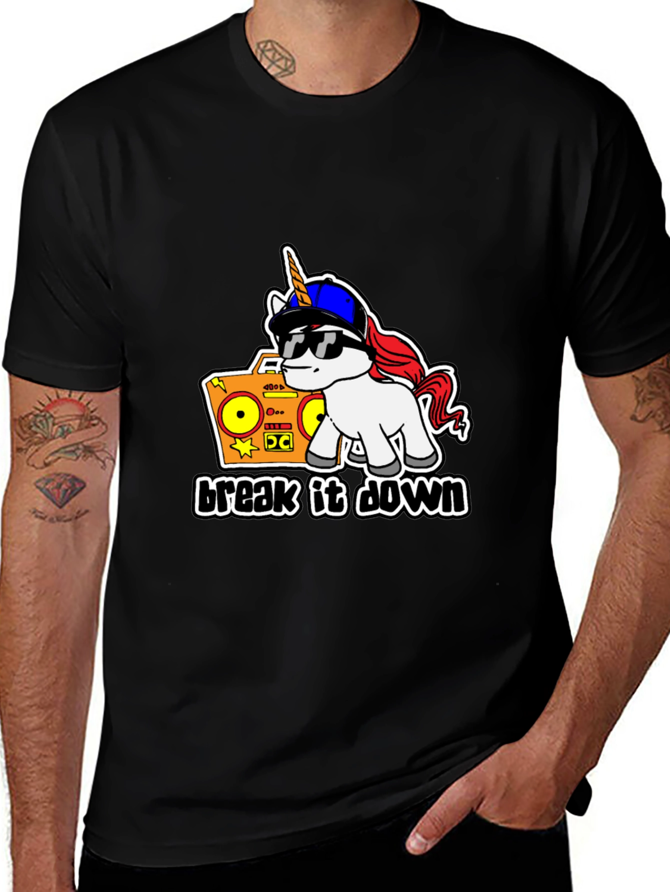 Variant 28 of Unicorn Boombox Graphic Tee - Break It Down Style
