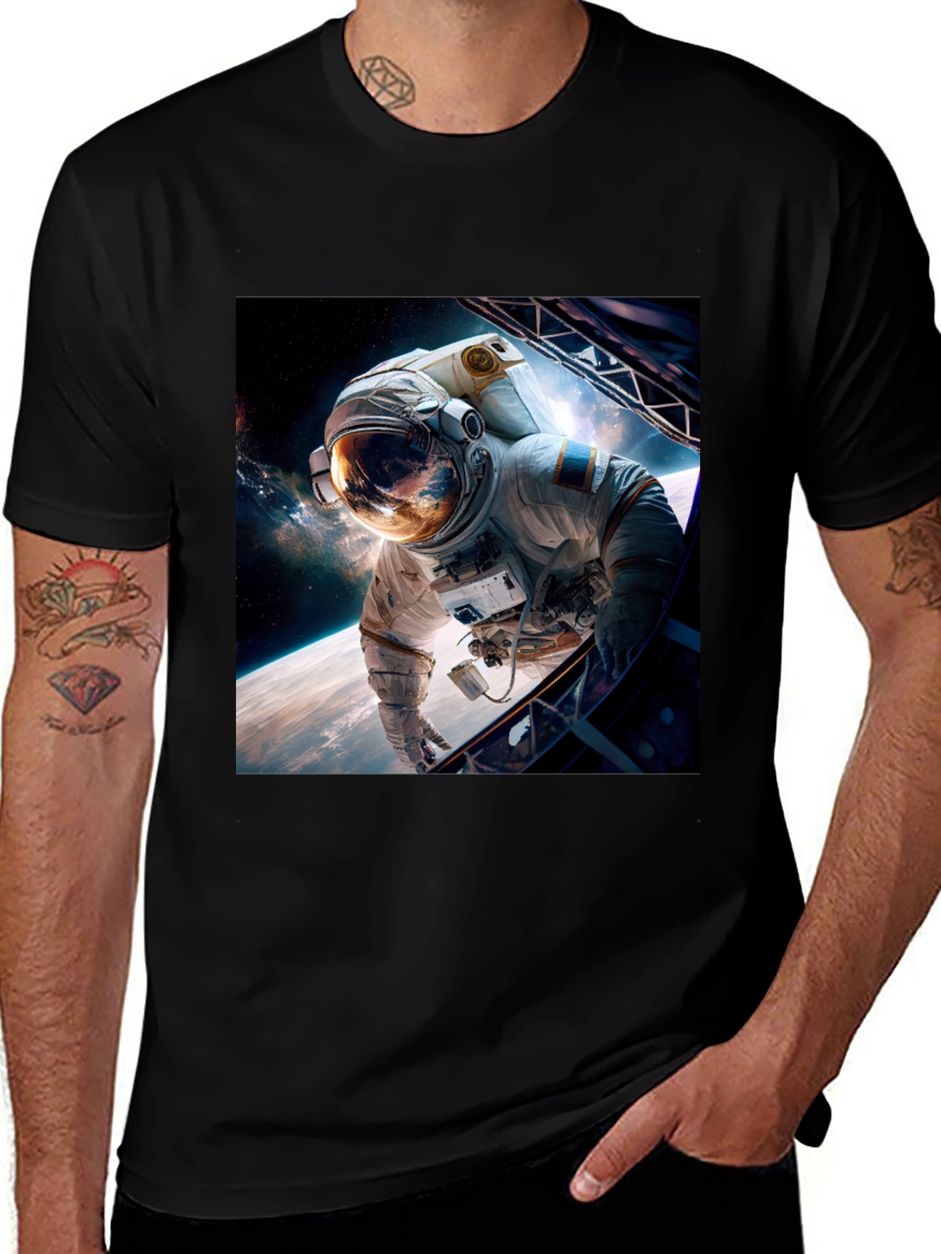 Variant 25 of Astronaut in Space Graphic Black T-Shirt