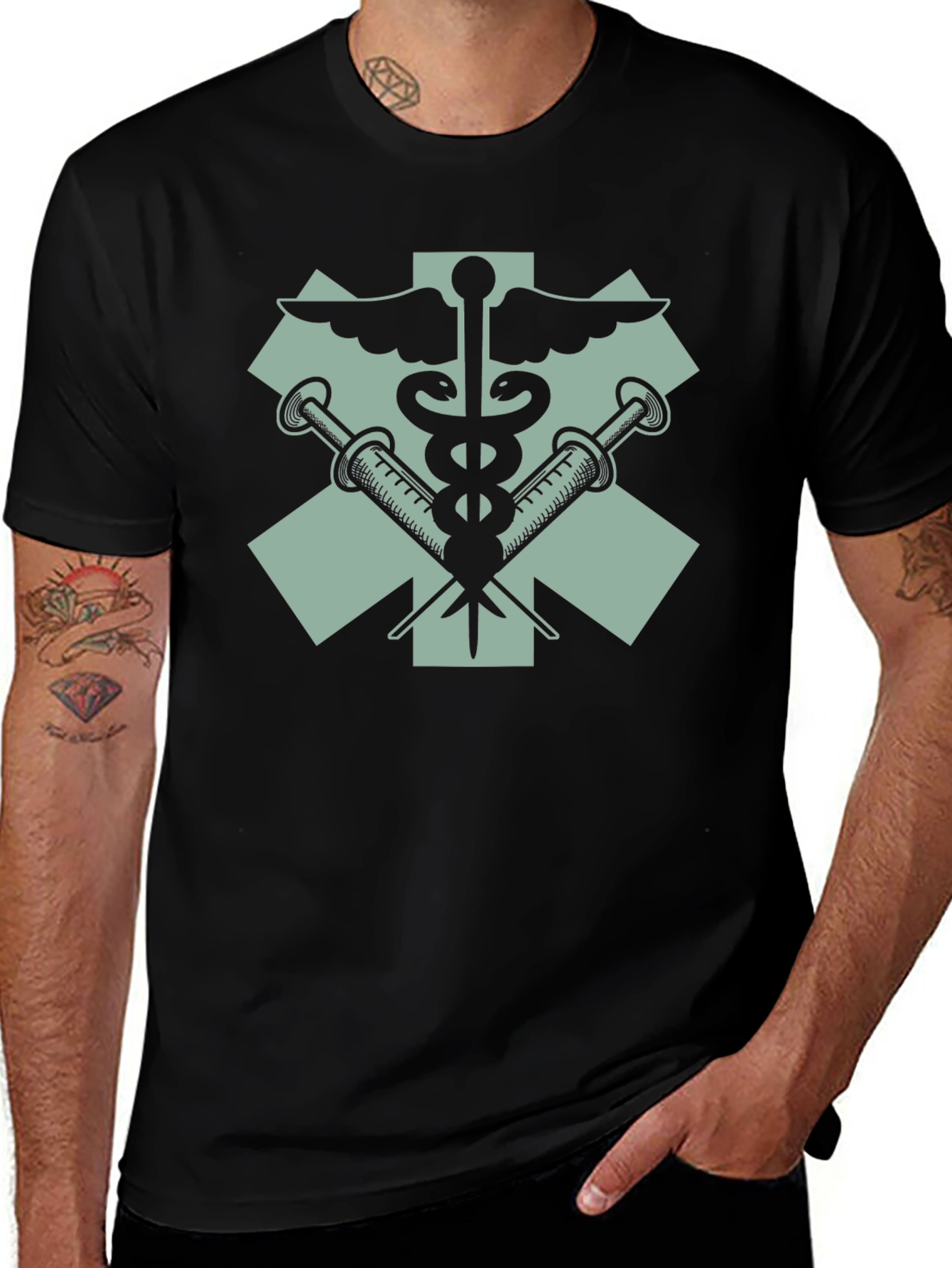 Variant 17 of Medical Emblem Graphic T-Shirt - Black