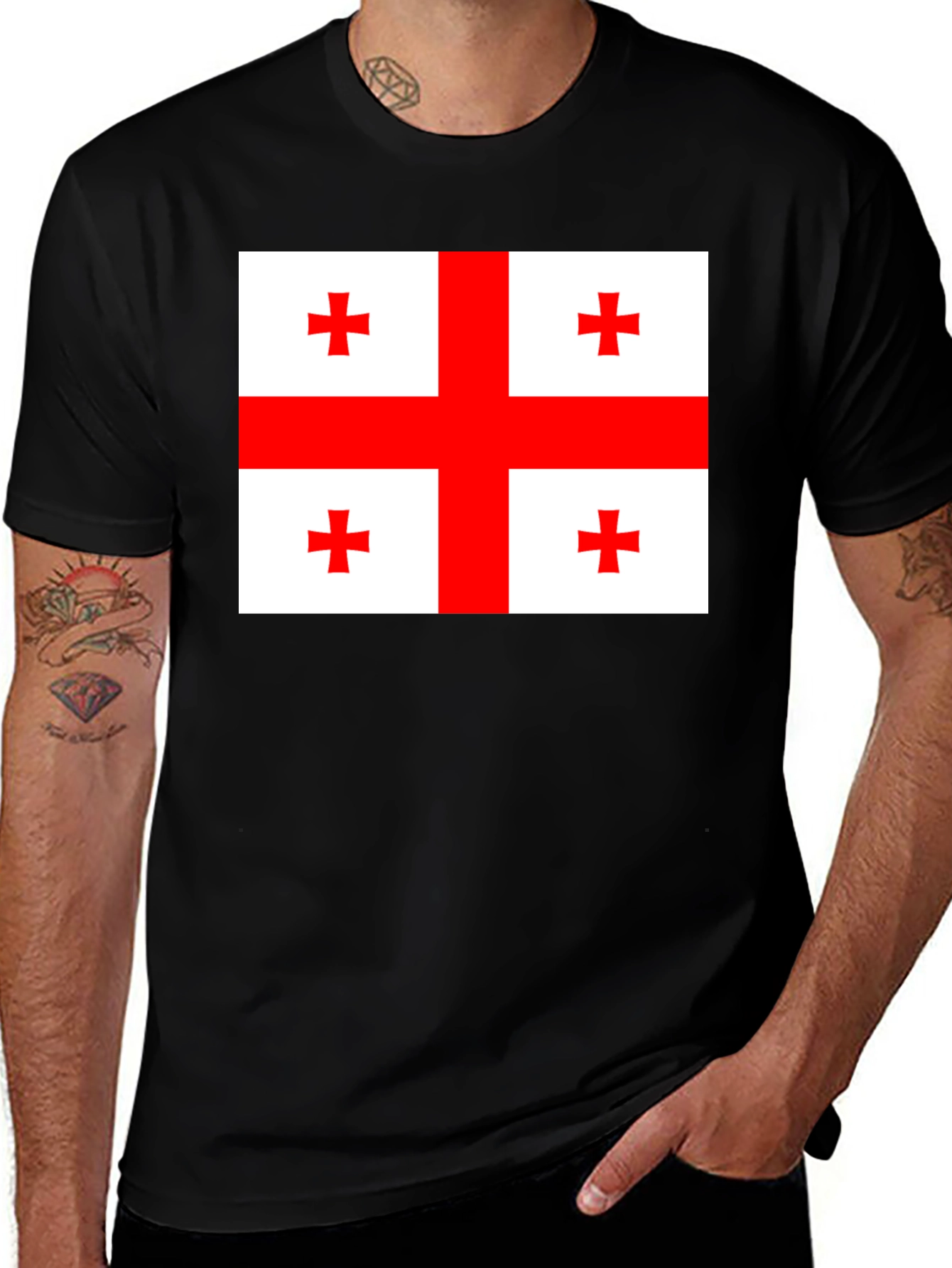 Georgia Flag T-Shirt - Black Cotton Tee
