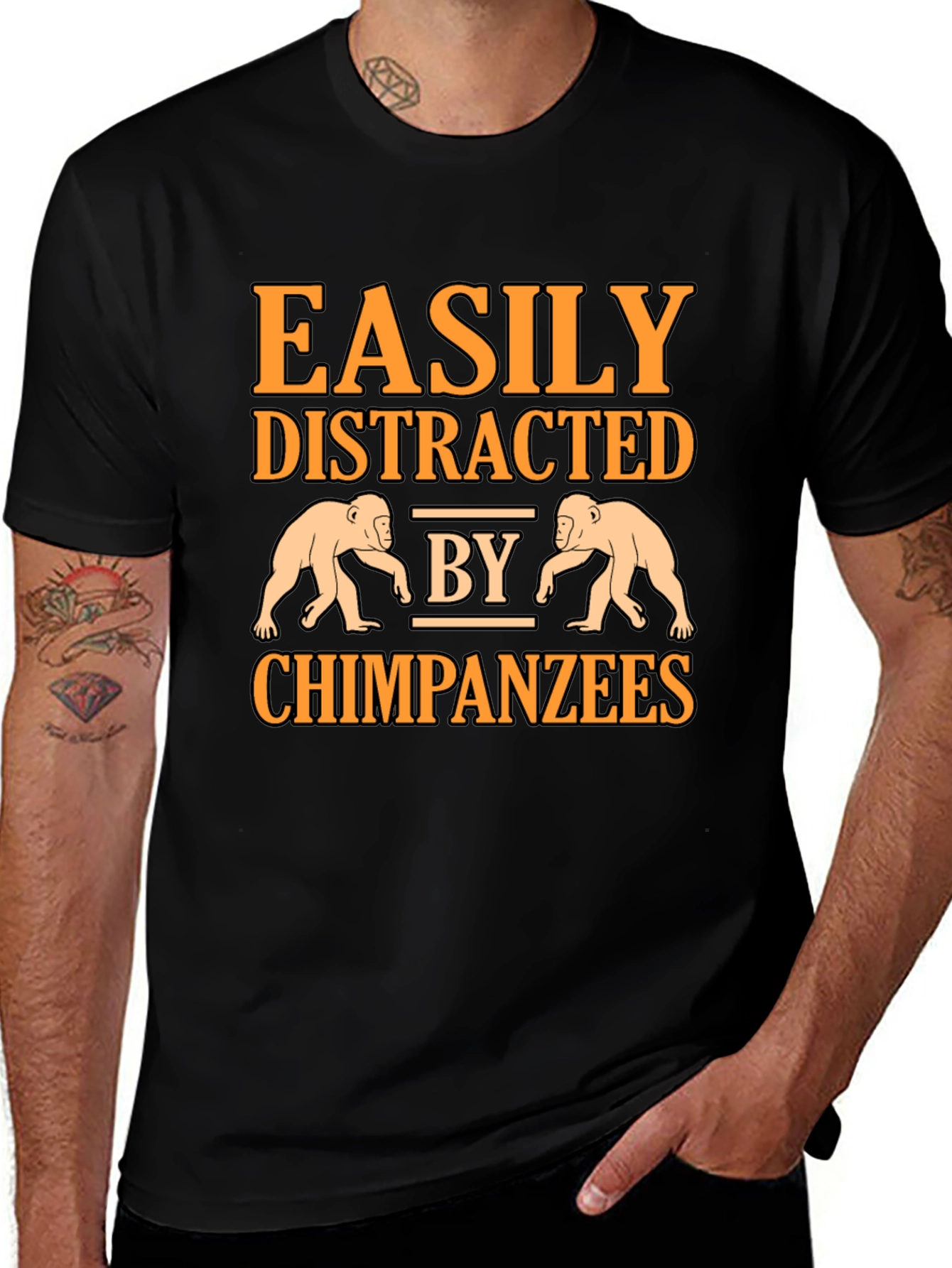 Variant 28 of Easily Distracted by Chimpanzees Graphic T-Shirt