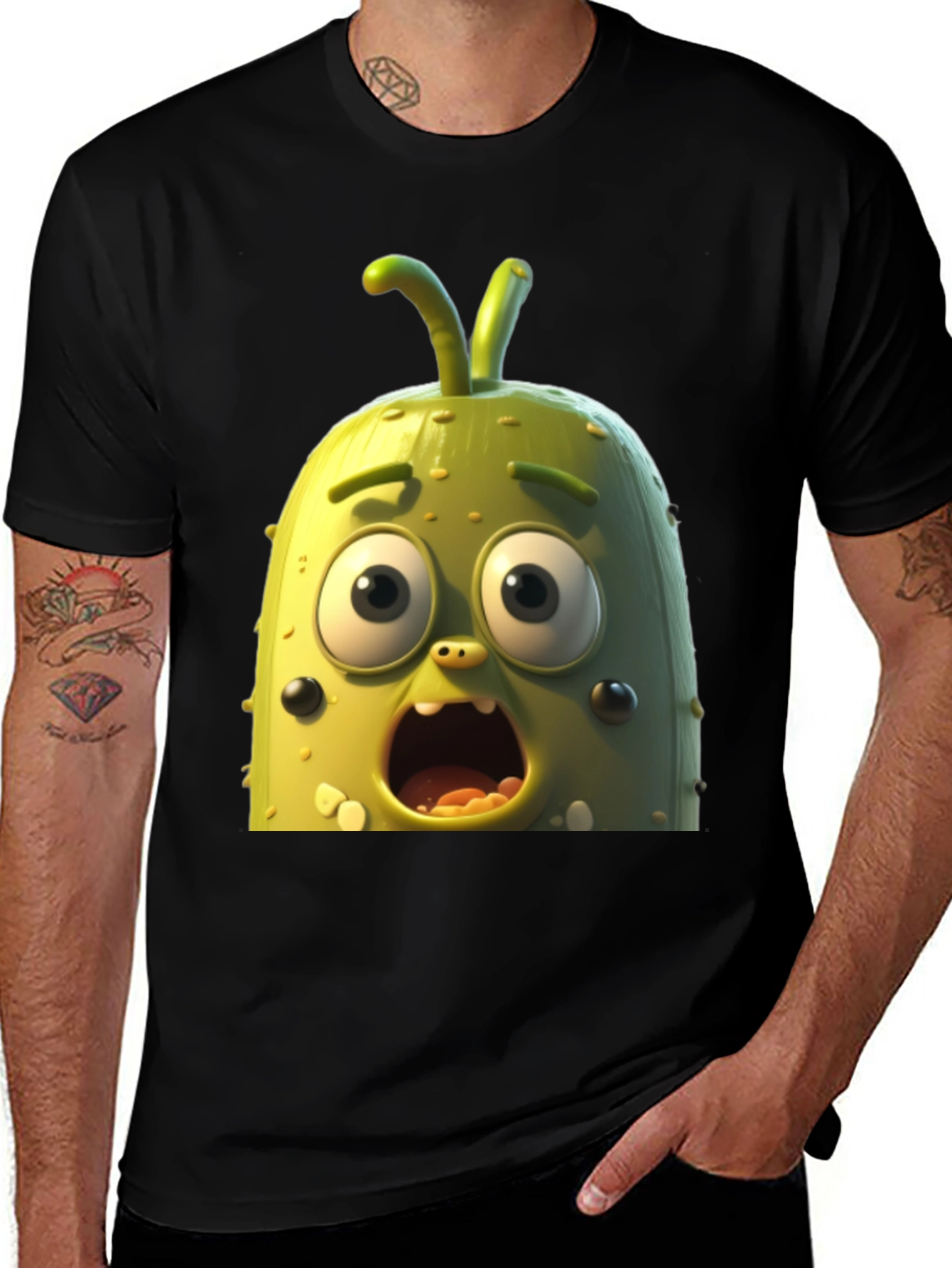 Pickle Rick T-Shirt - Black Cartoon Tee