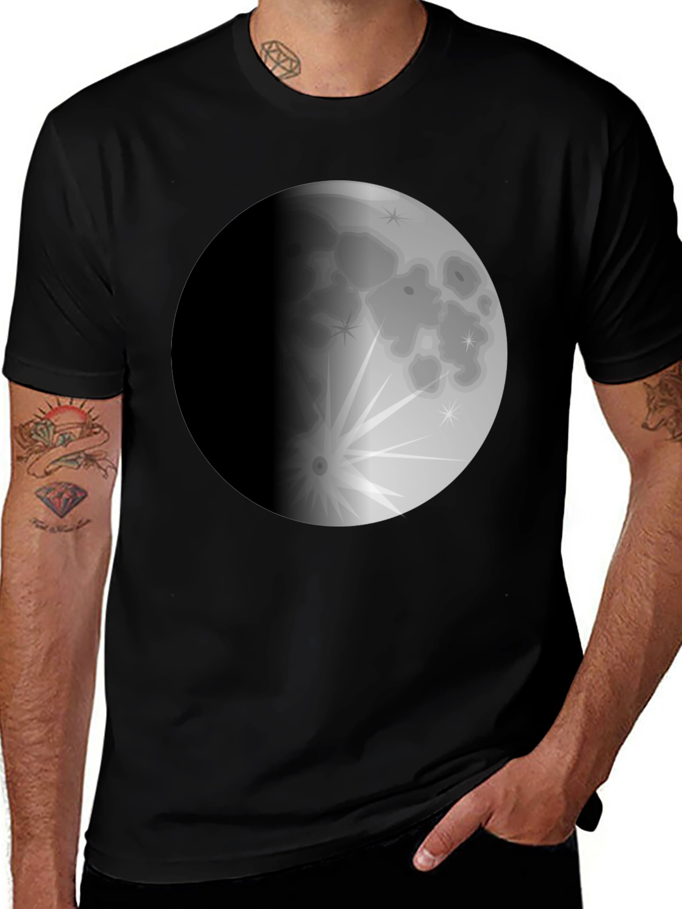 Variant 6 of Lunar Phase Graphic Tee - Men's Black T-Shirt