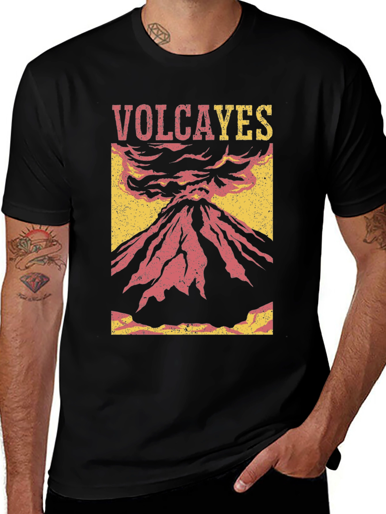 Variant 24 of Volcano Graphic Tee - Distressed Style