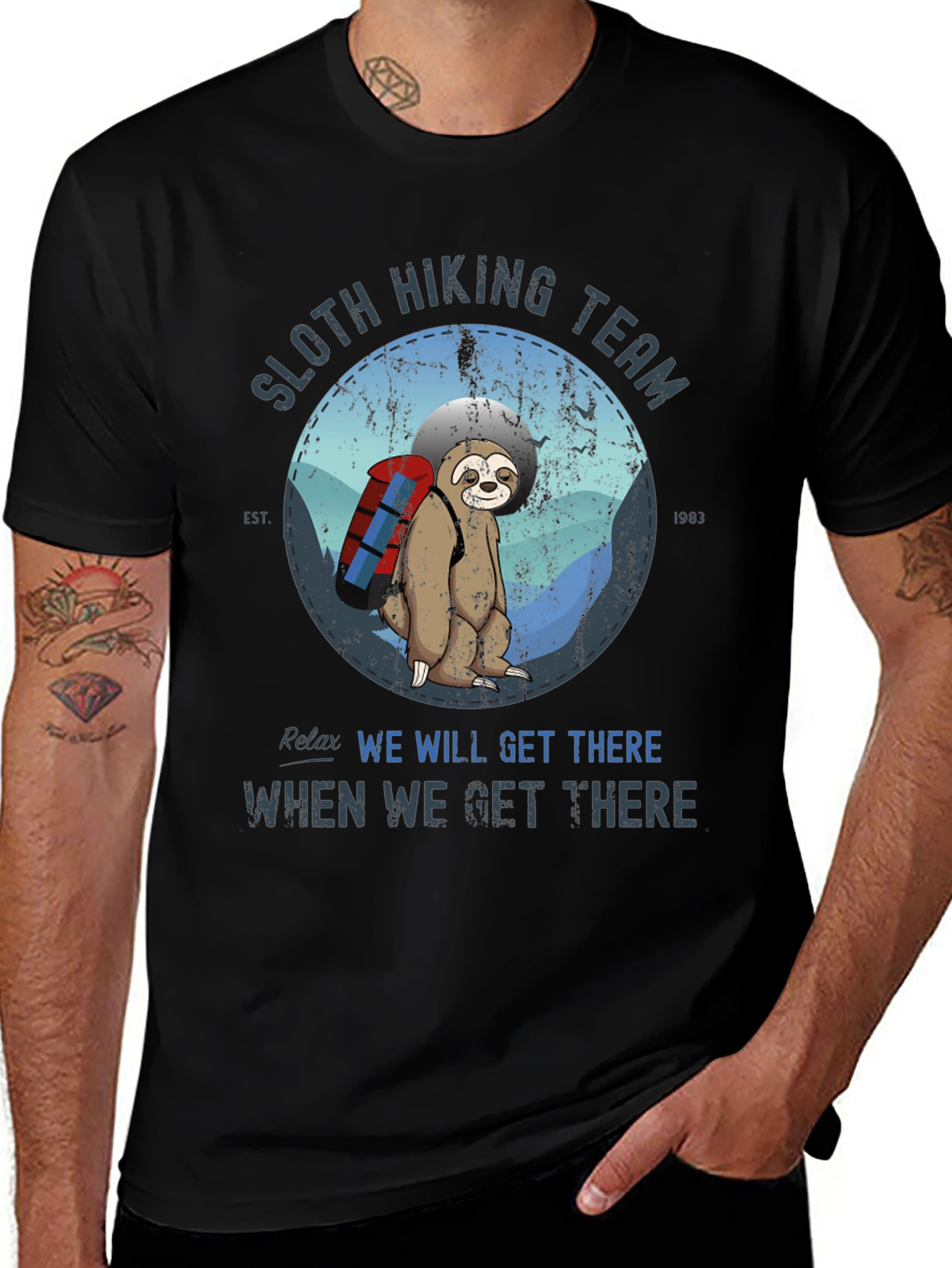 Variant 22 of Sloth Hiking Team T-Shirt - Relaxed Hiking Apparel
