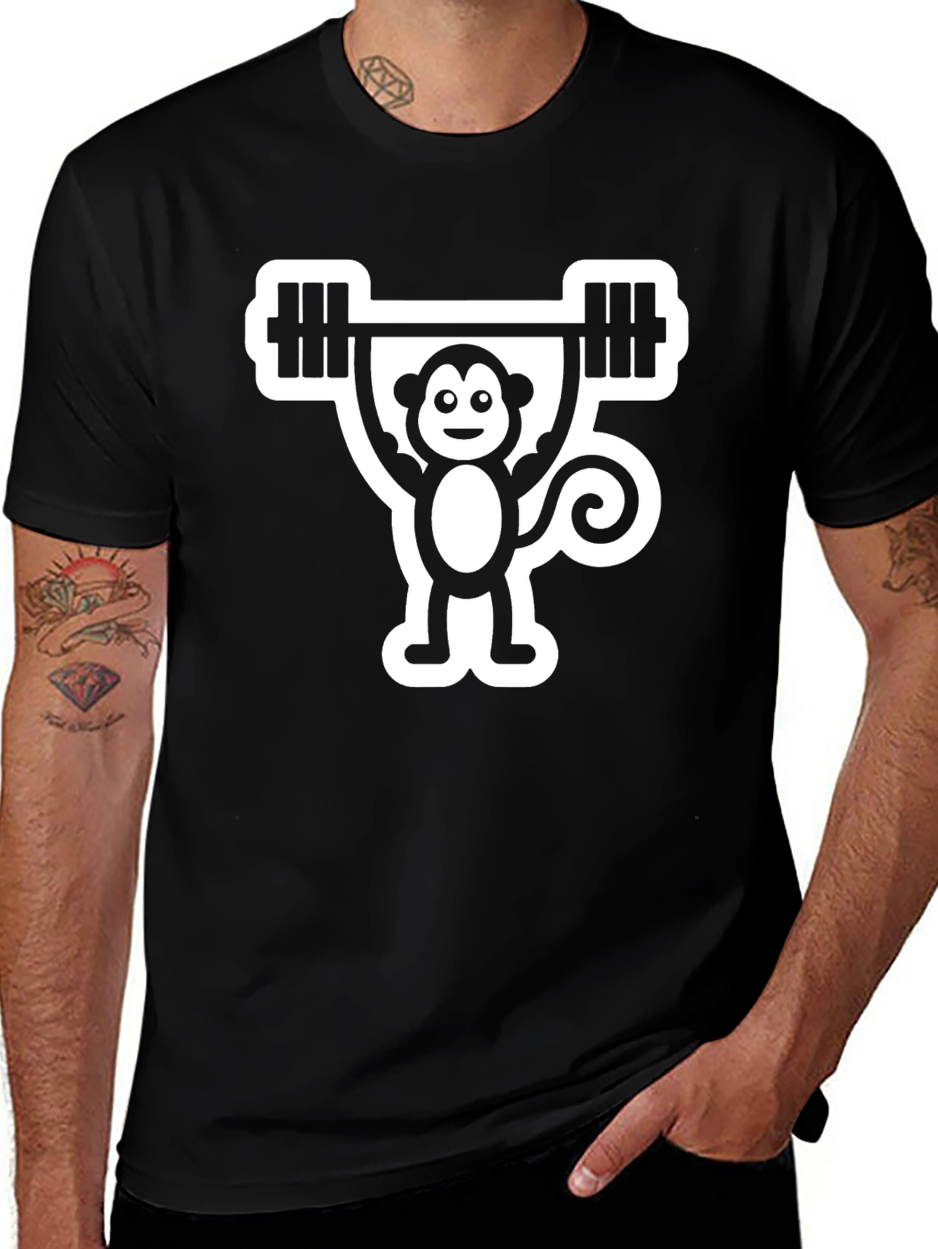 Variant 9 of Monkey Weightlifting Graphic T-Shirt