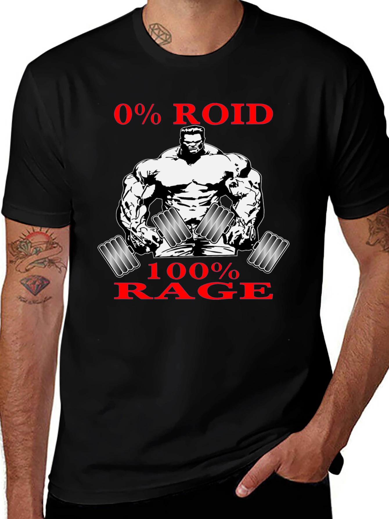Variant 11 of 0% Roid 100% Rage Black T-Shirt for Gym Lovers