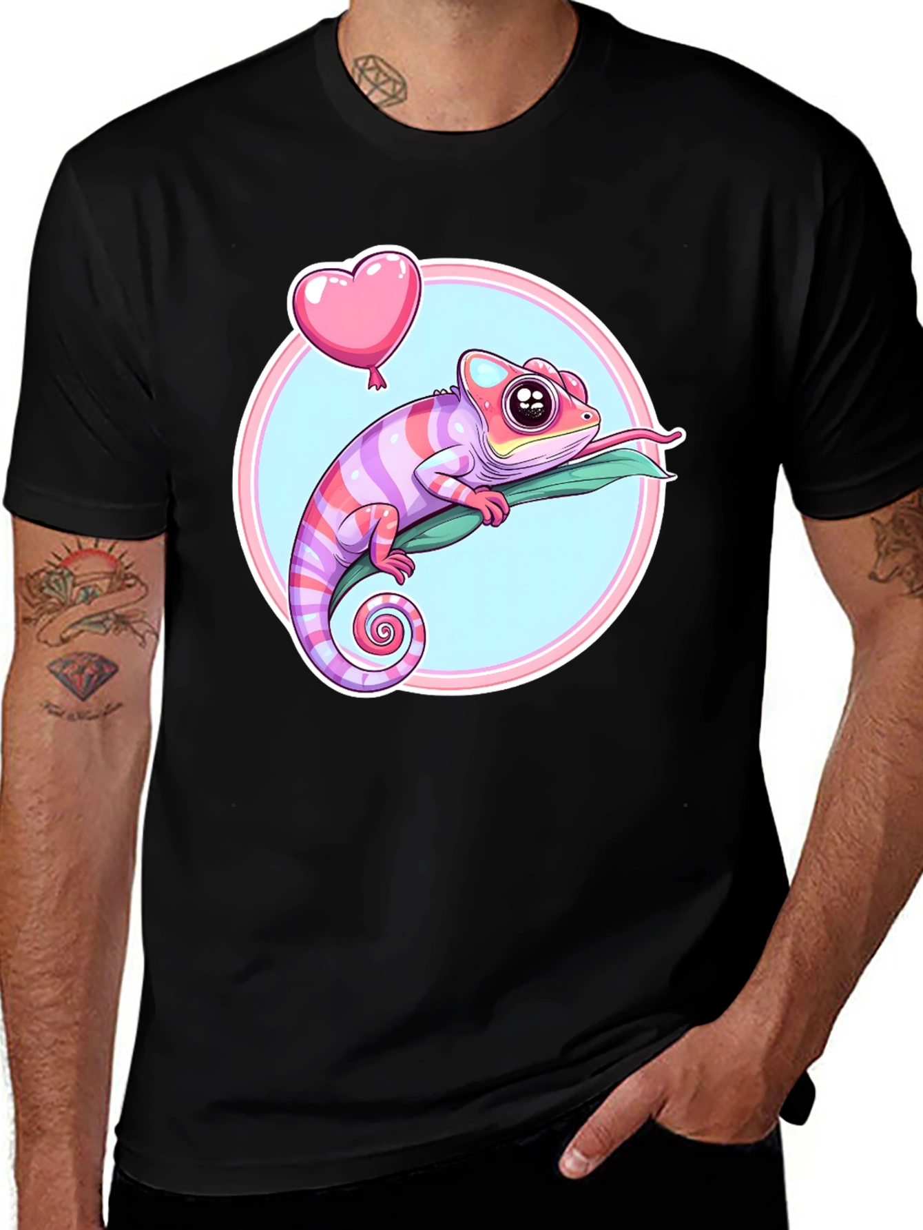 Variant 17 of Chameleon Heart Balloon Graphic Tee - Fun & Stylish