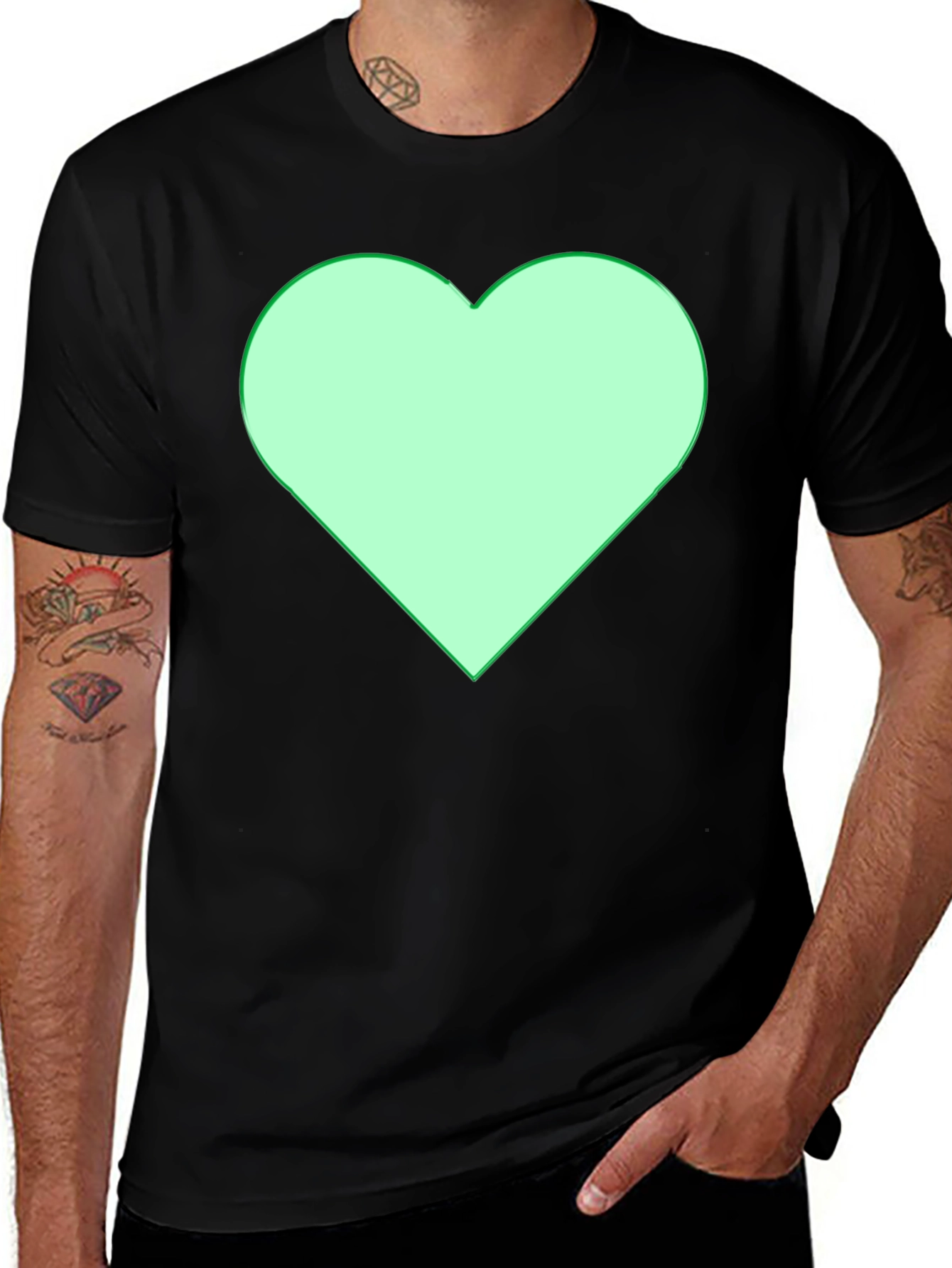 Variant 9 of Heart Graphic Black T-Shirt