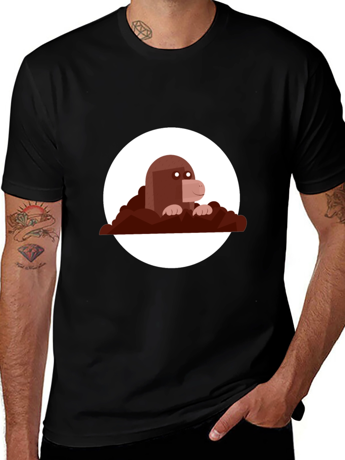 Variant 24 of Mole Graphic Print Black Tee