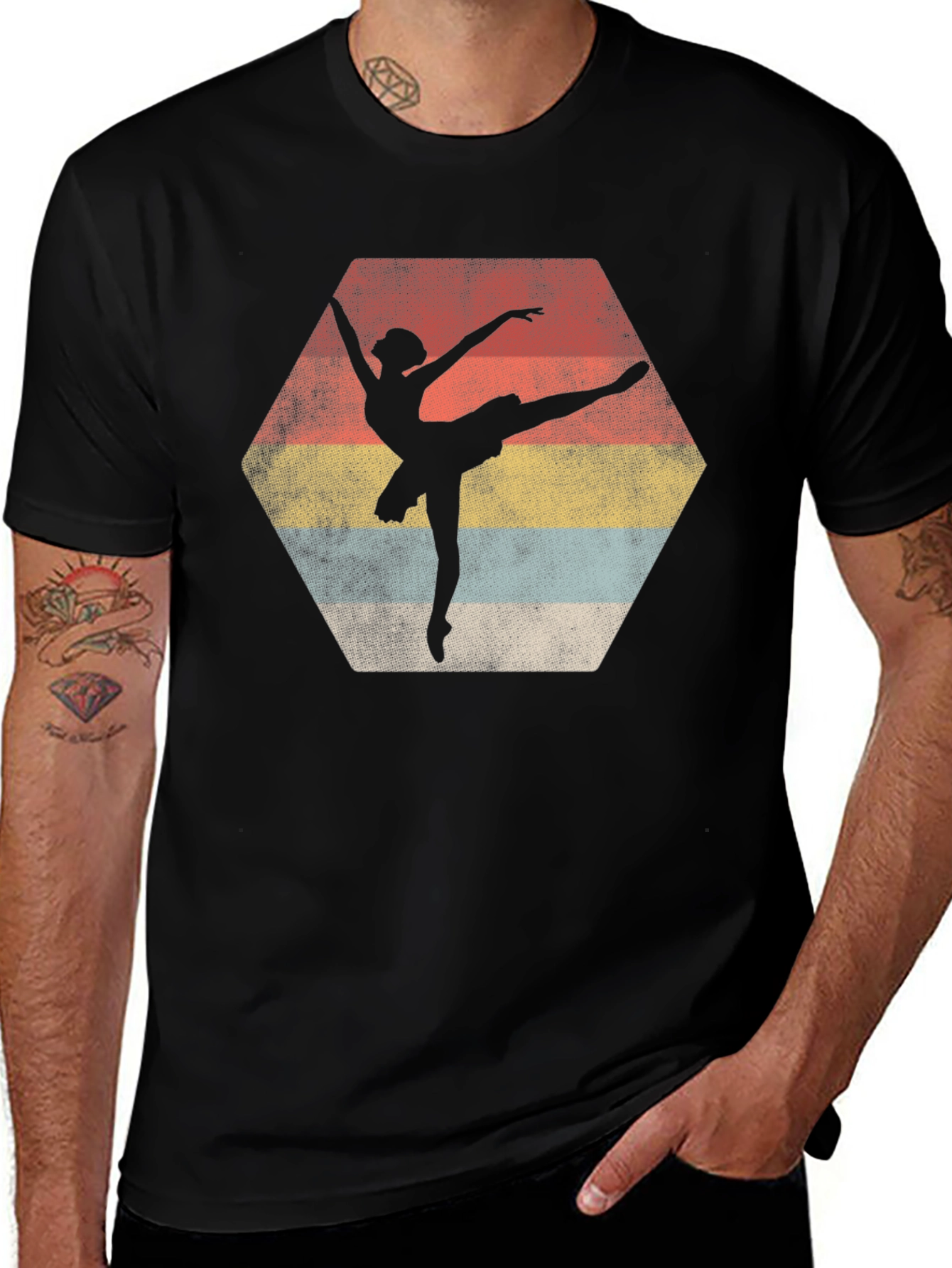 Variant 8 of Ballet Dancer Retro Graphic Tee - Black Cotton Casual