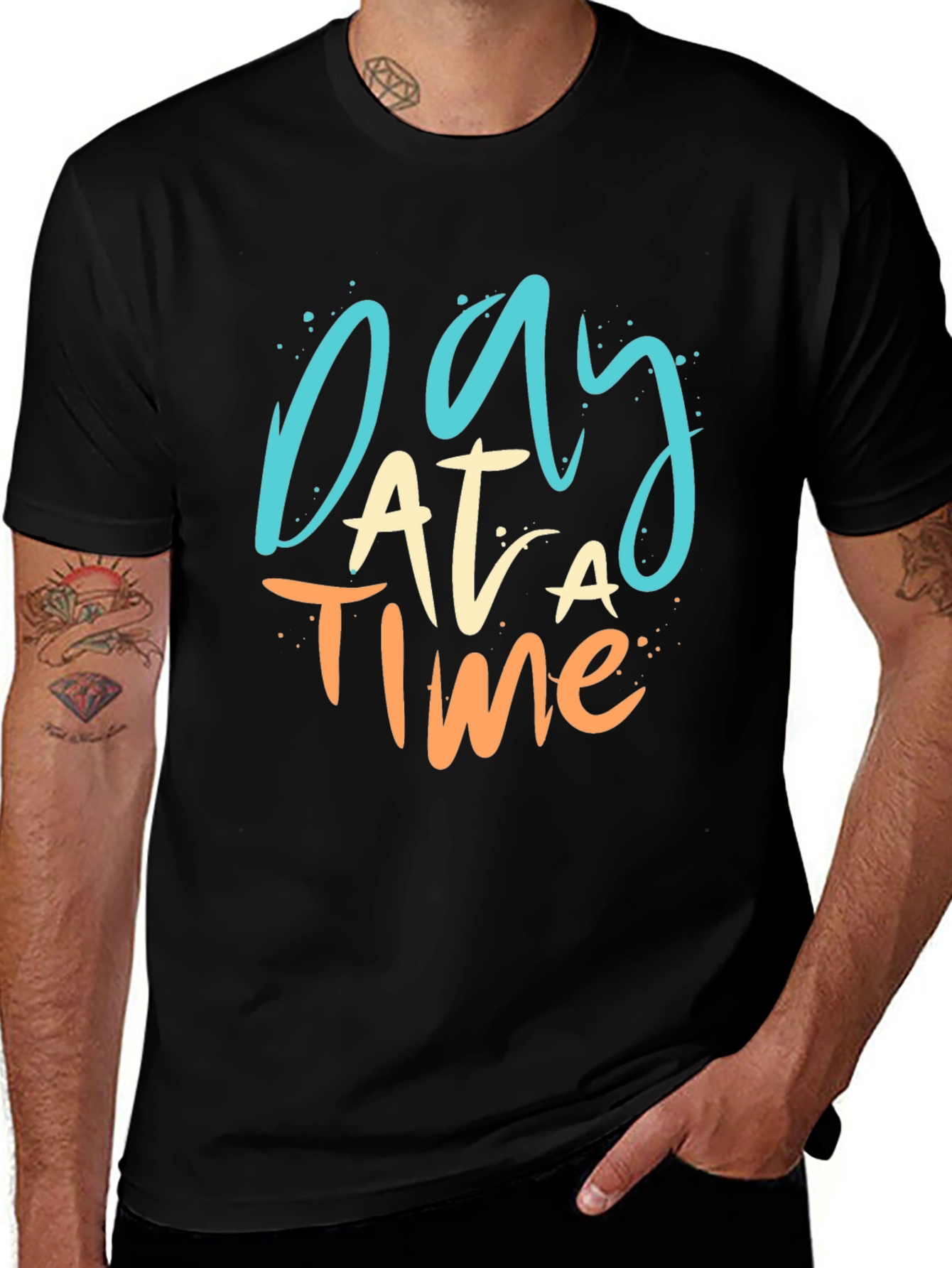 Variant 6 of Day At A Time Graphic Print Crew Neck T-Shirt