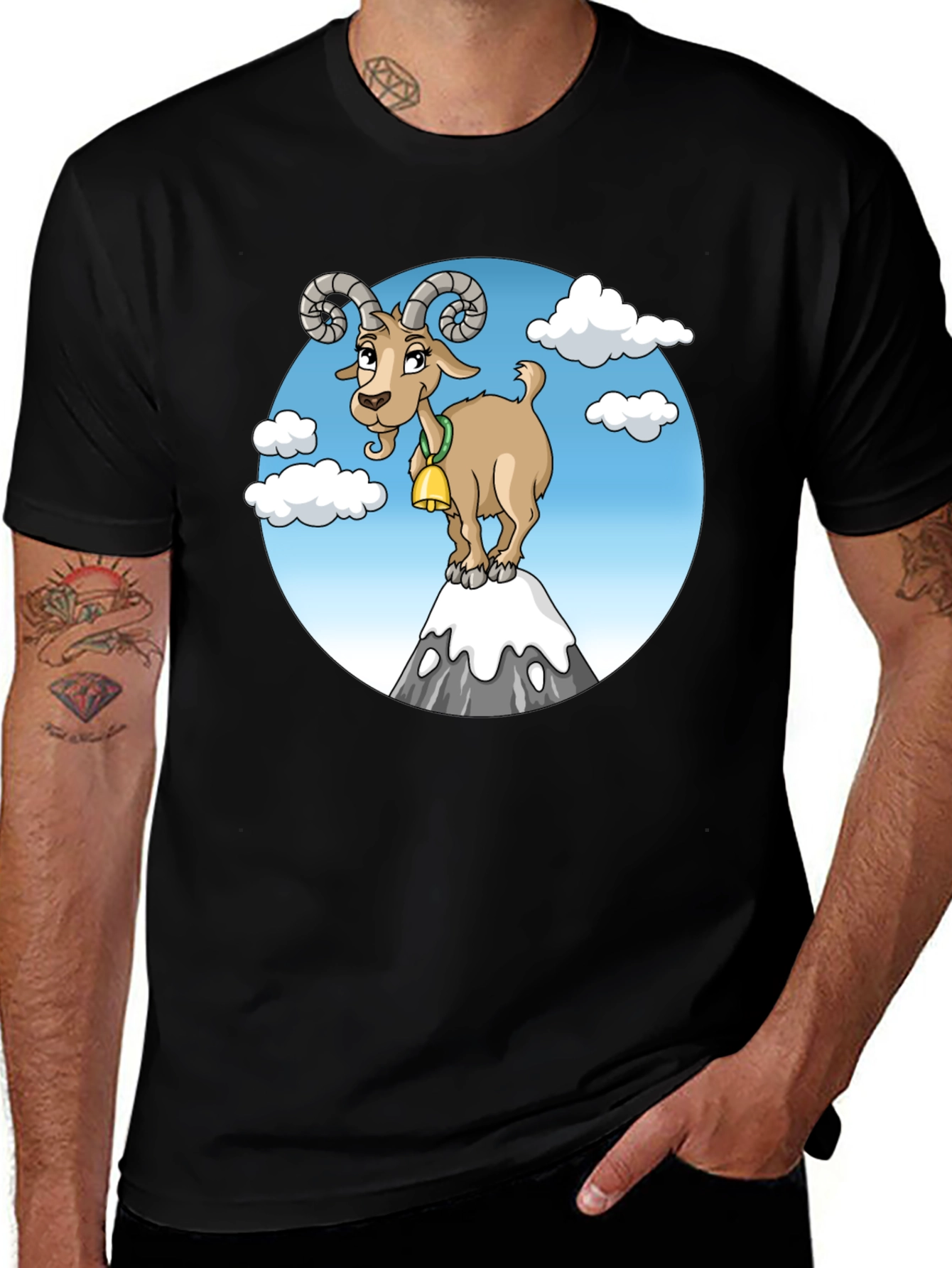 Variant 25 of Goat on Mountain T-Shirt - Cartoon Graphic Tee
