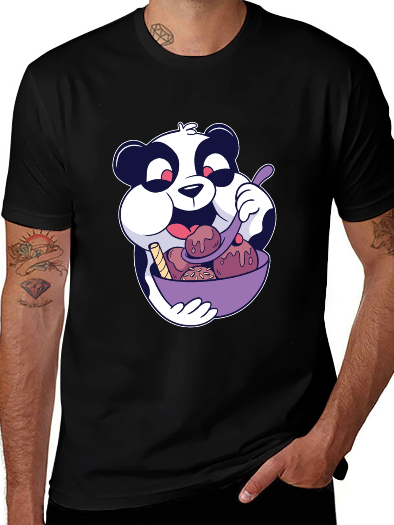 Variant 16 of Panda Eating Ice Cream Graphic T-Shirt