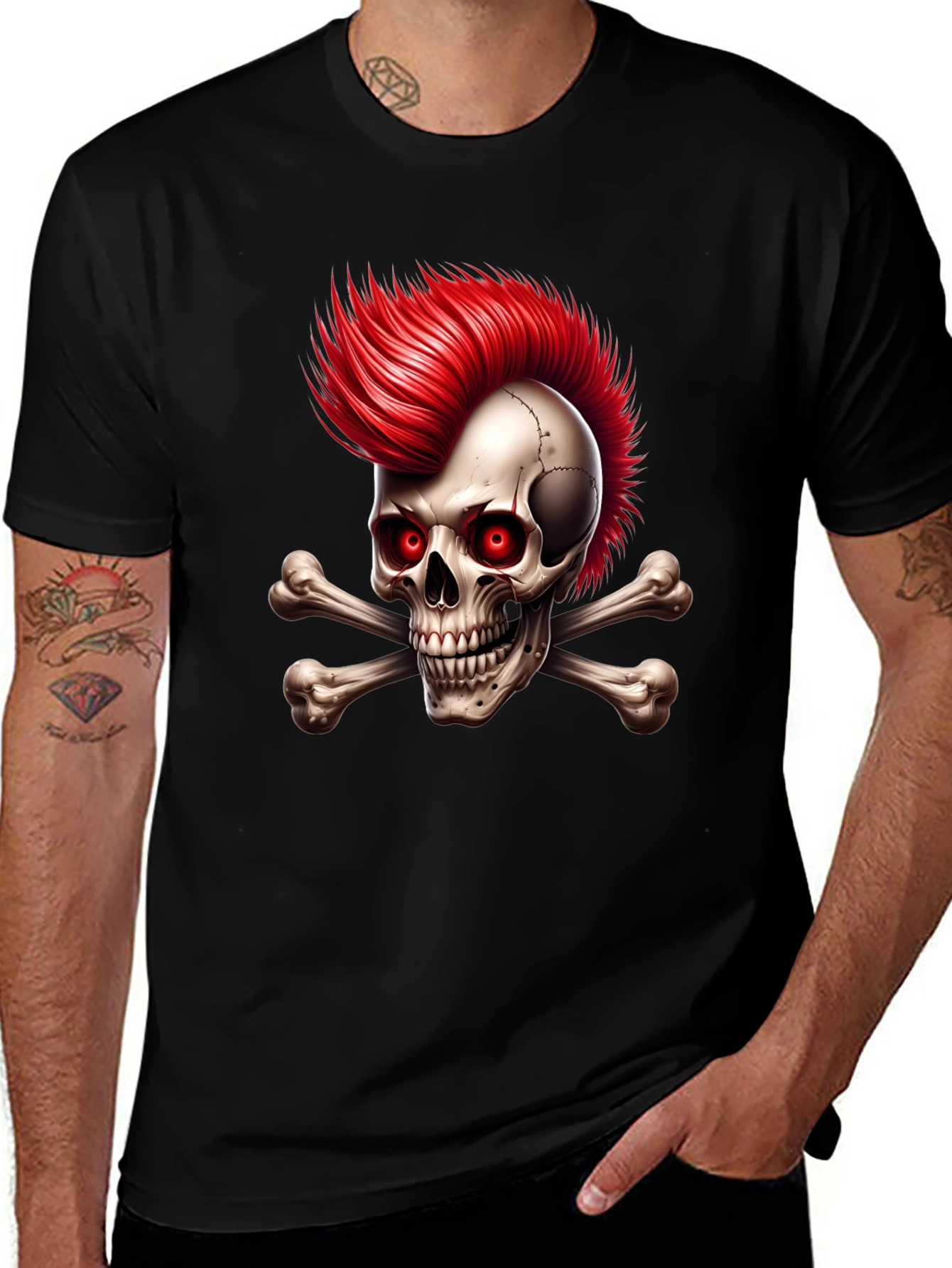 Variant 19 of Punk Skull & Crossbones Graphic T-Shirt