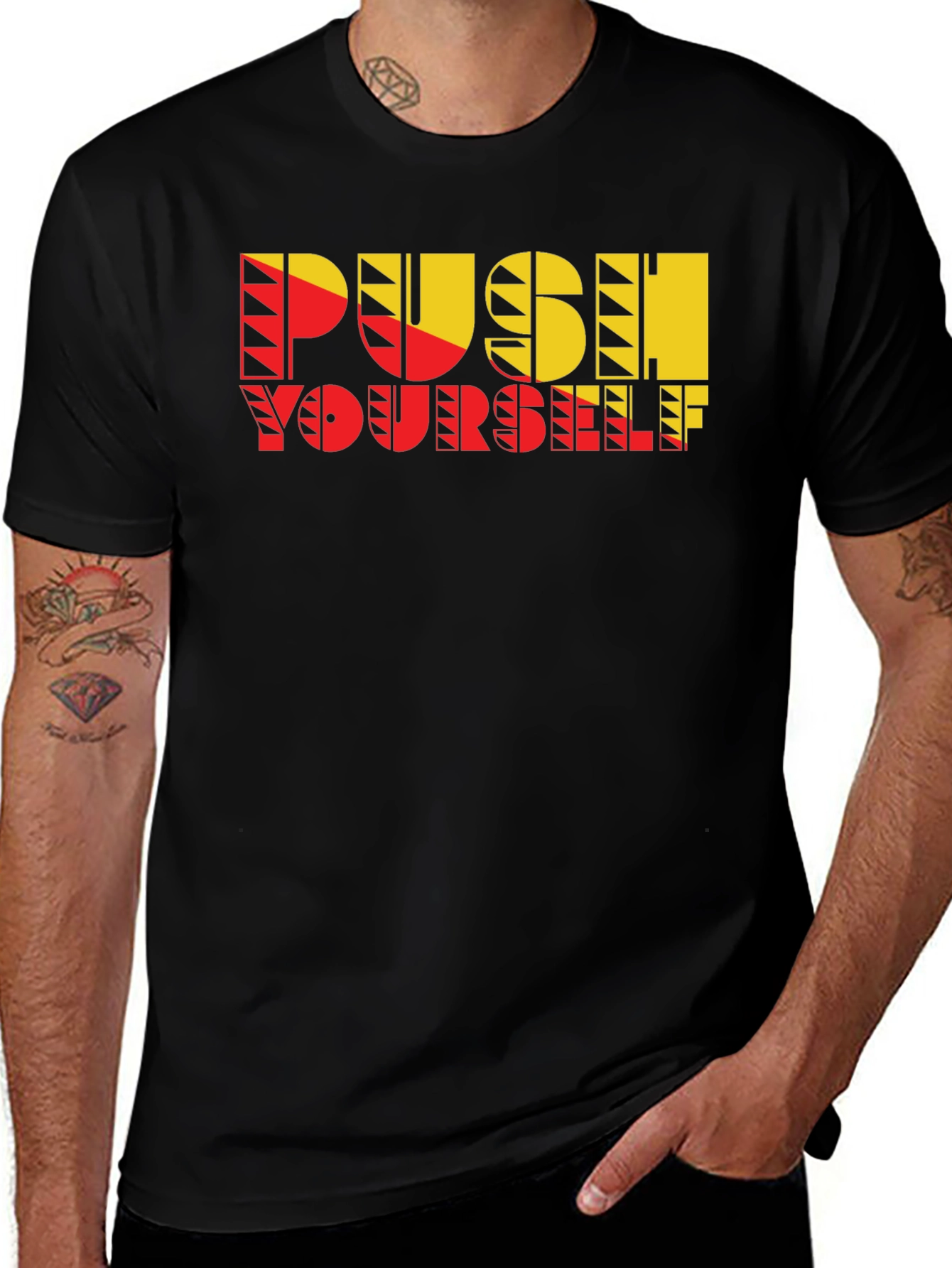 Variant 20 of Push Yourself Graphic T-Shirt - Motivational Fitness Tee