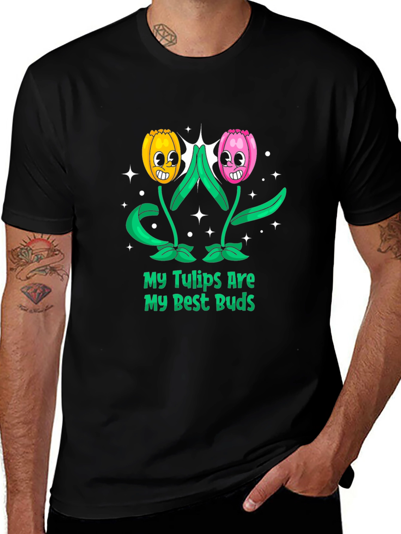 Variant 25 of Tulip Buds Graphic Tee - Cute Cartoon Flowers T-Shirt