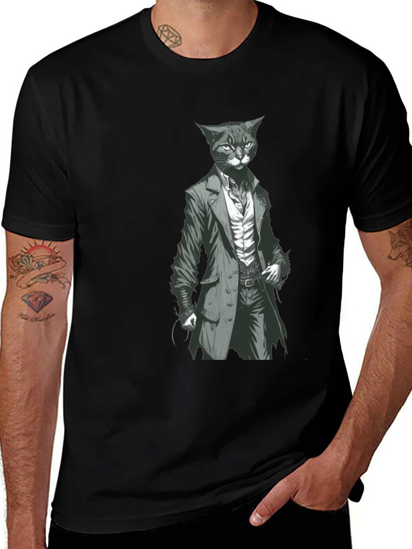Variant 4 of Dapper Cat Gentleman Tee - Cool Graphic T-Shirt