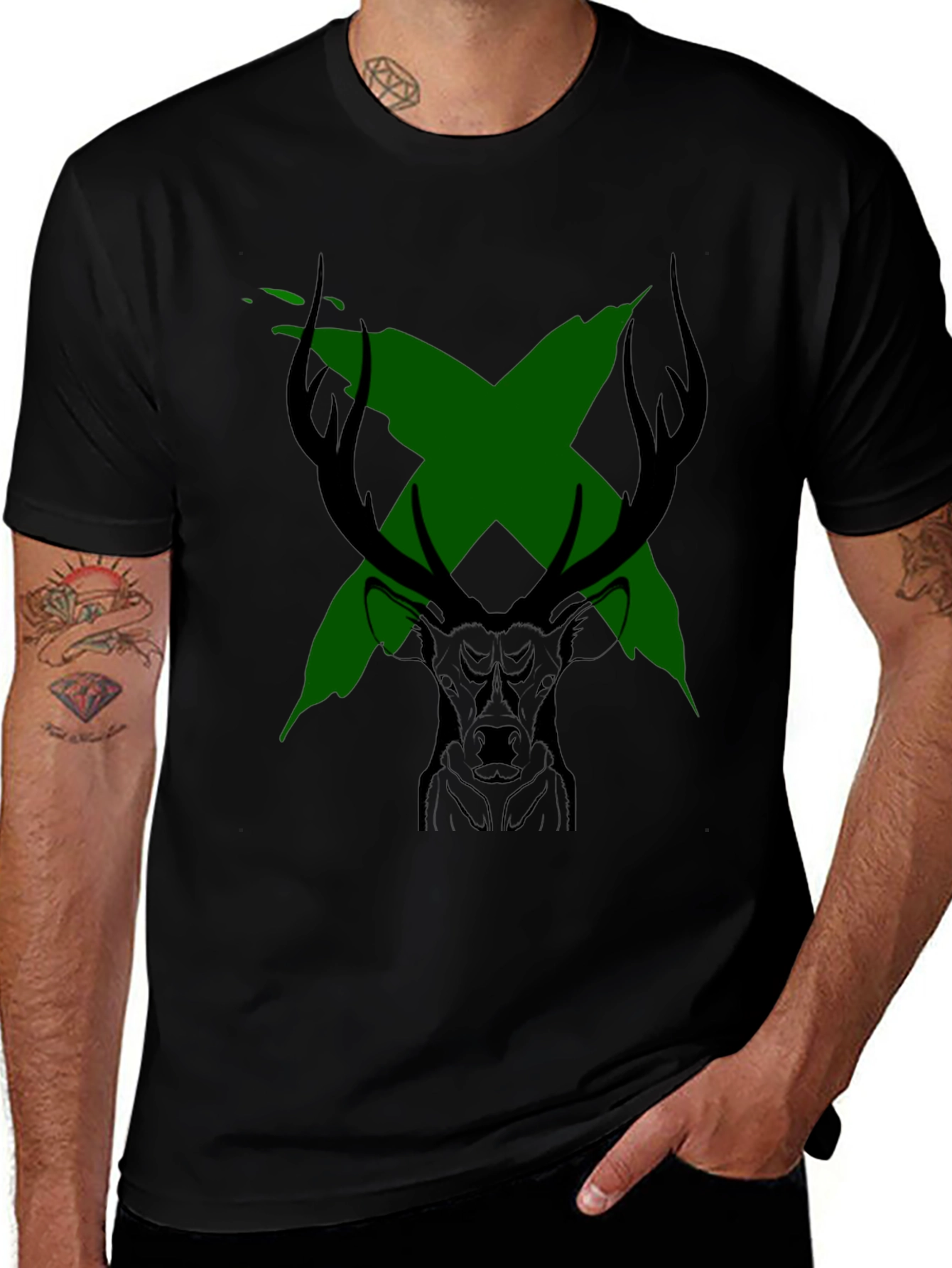 Black Deer X Graphic Black T-Shirt main image