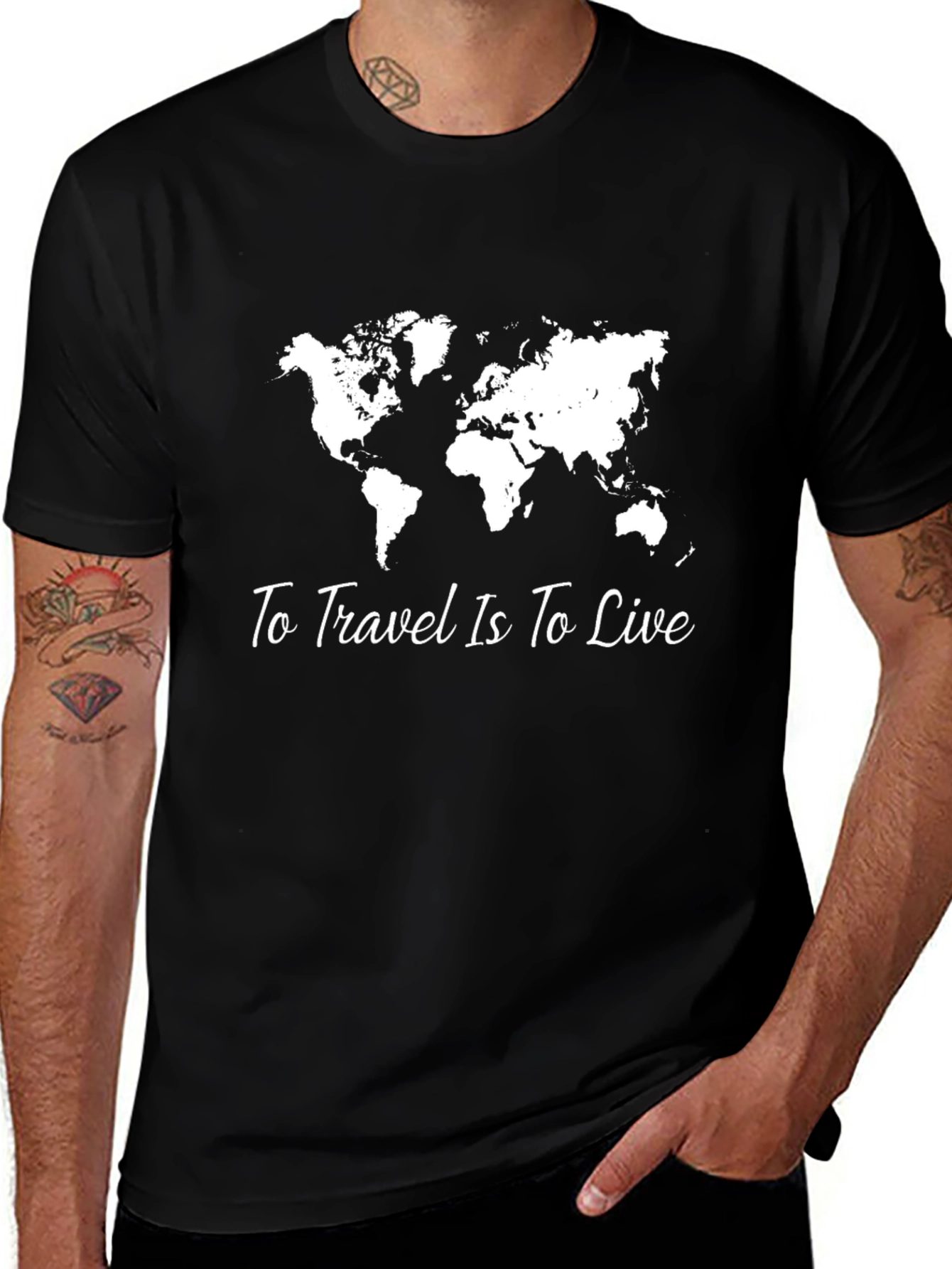 Variant 23 of Travel the World Graphic Tee - Black Cotton T-Shirt