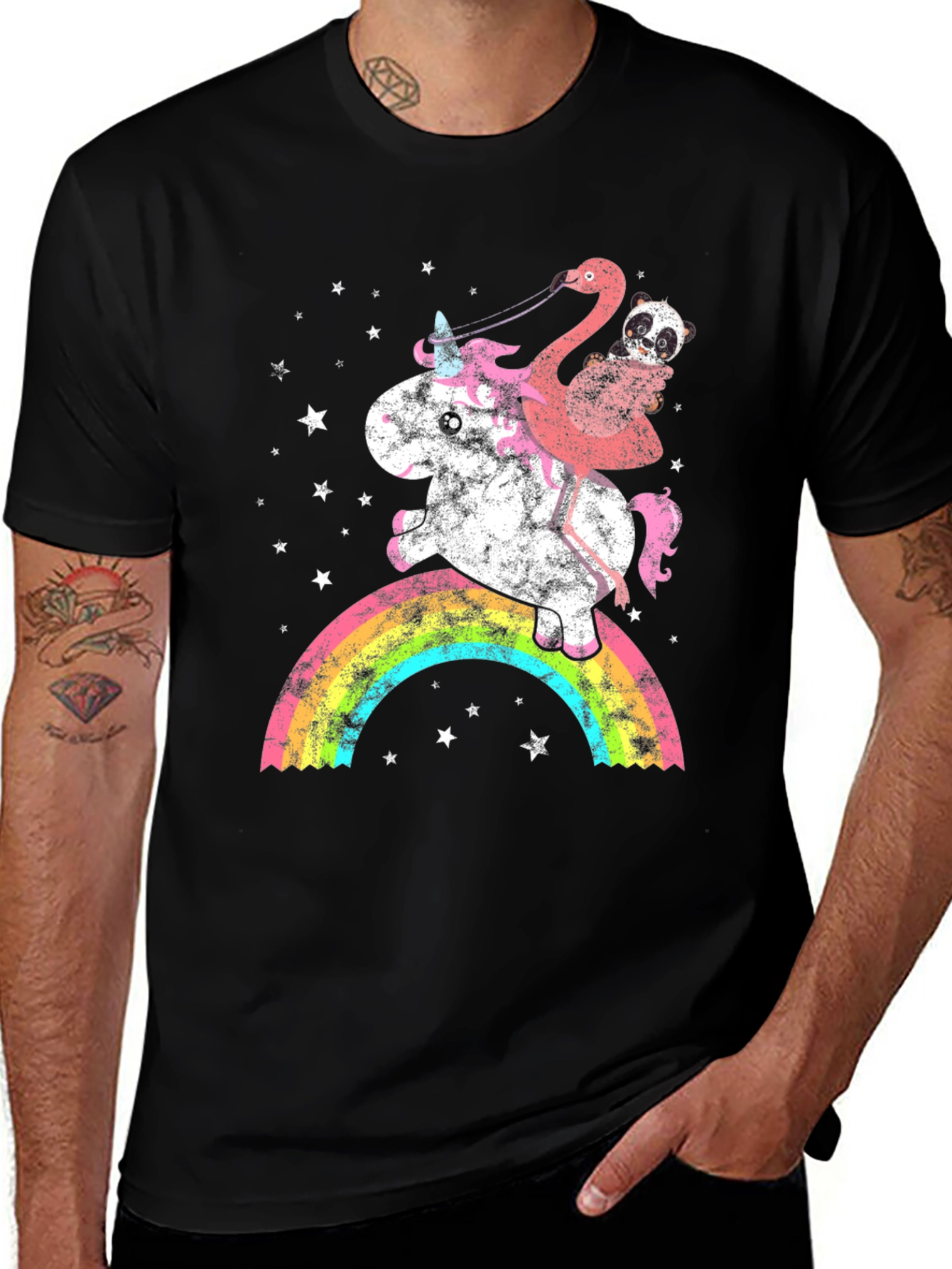 Variant 16 of Unicorn, Flamingo, & Panda Rainbow Graphic Tee