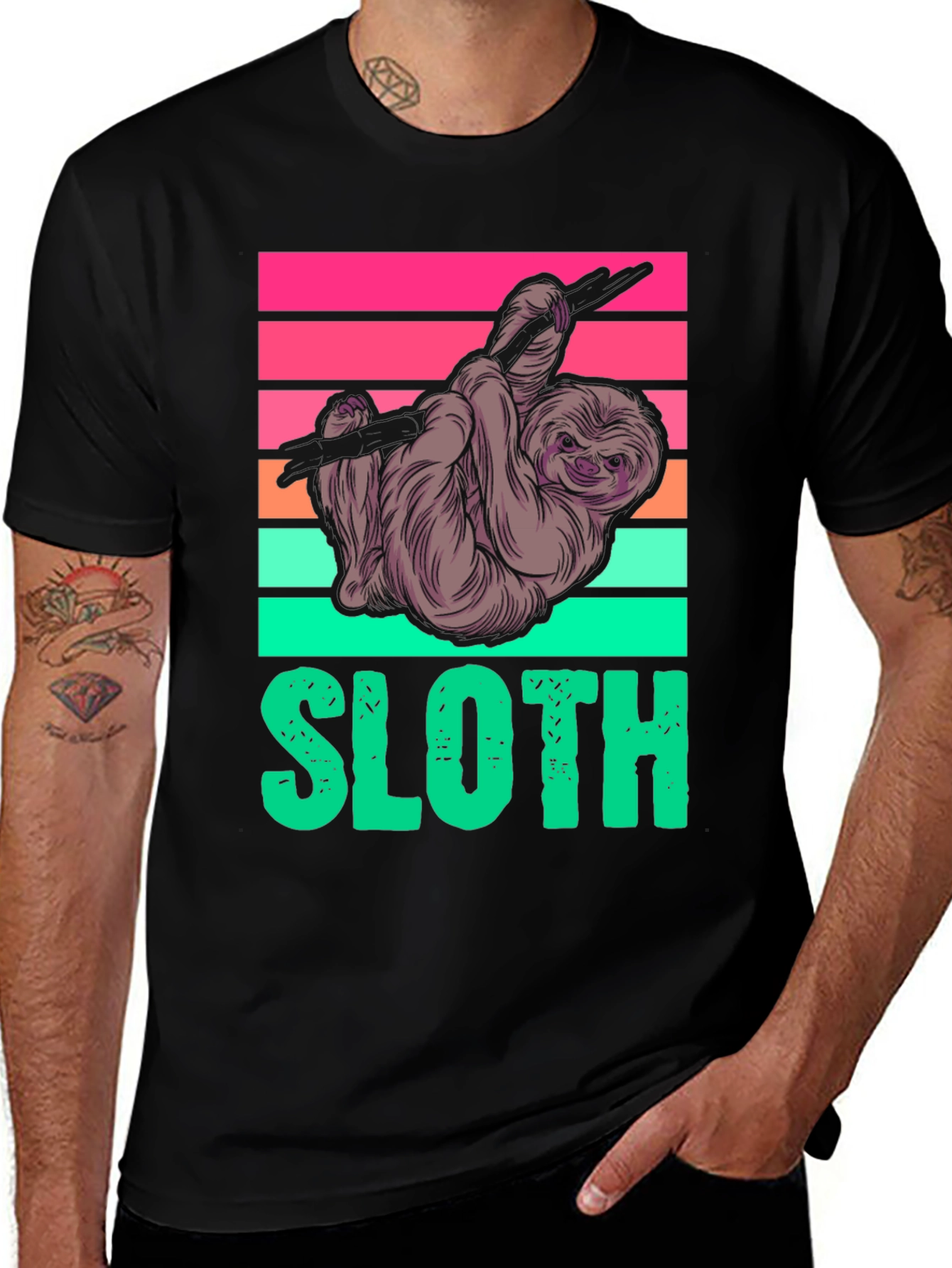Variant 4 of Sloth Graphic Tee - Retro Design
