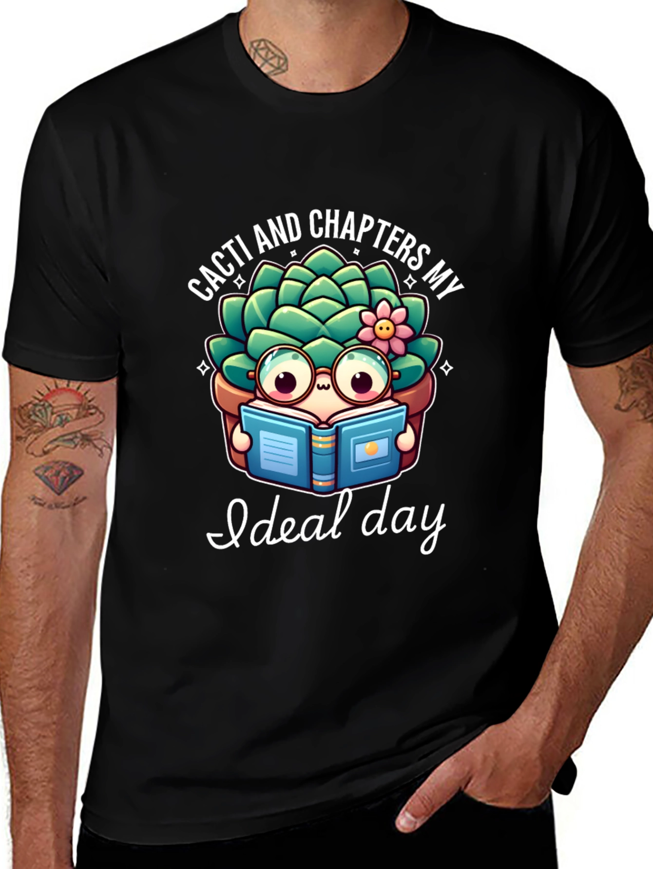 Variant 8 of Cacti and Chapters T-Shirt - Ideal Day for Book Lovers