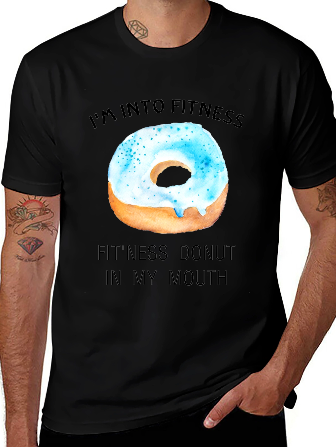 Variant 29 of Fitness Donut Graphic Tee - Black Casual T-Shirt