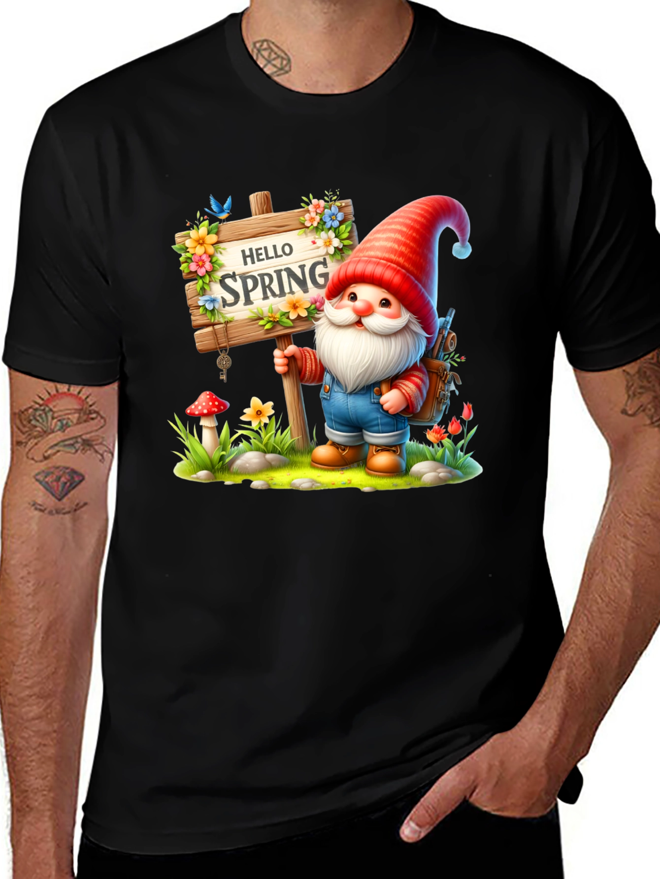 Variant 11 of Hello Spring Gnome Graphic Tee
