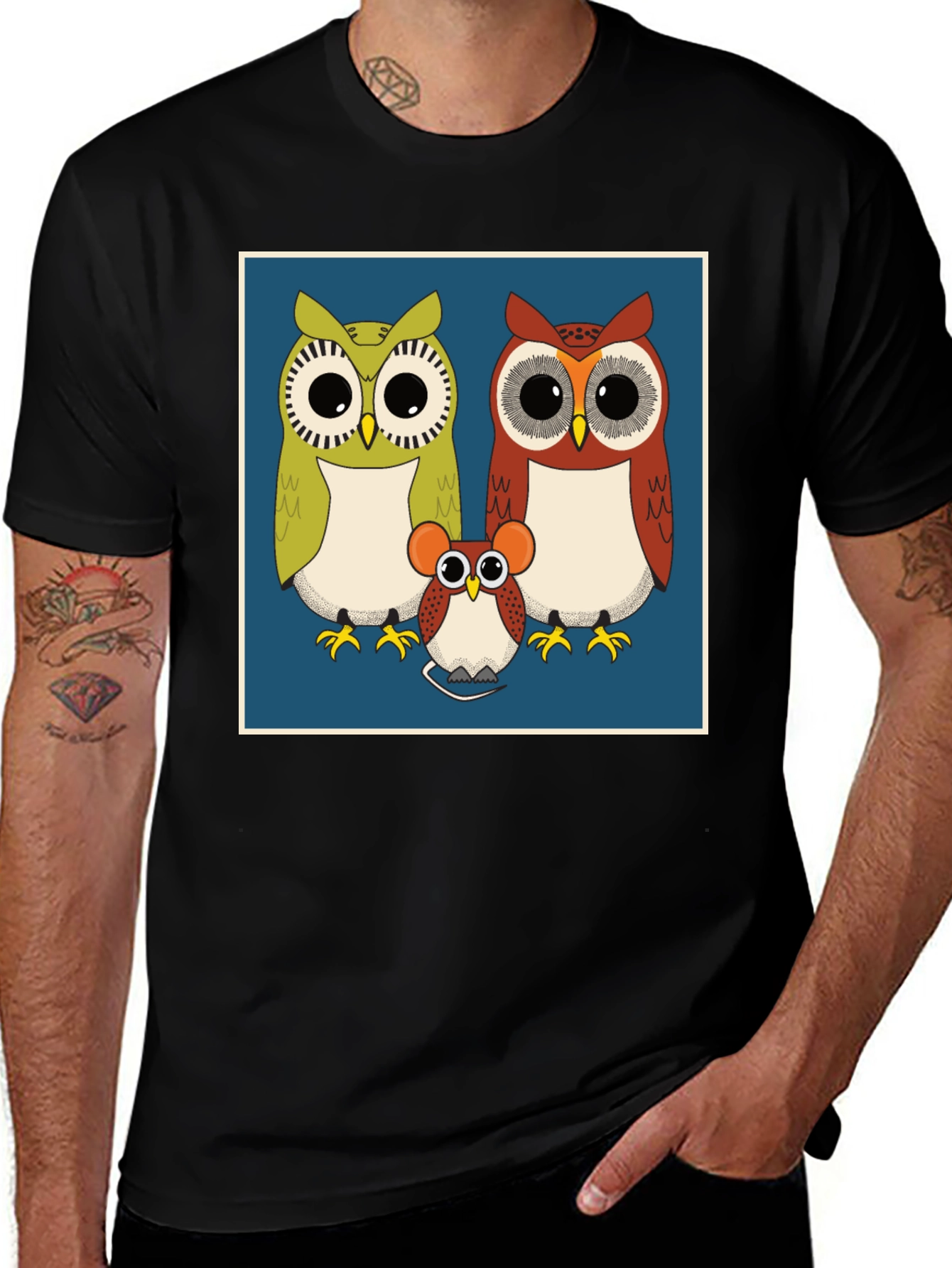 Variant 21 of Owl Family Graphic Tee - Cute Cartoon Print T-Shirt