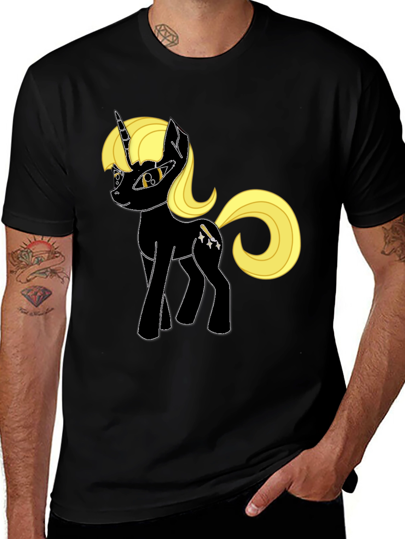 Variant 12 of Unicorn Graphic Tee - Black Cotton Blend, Unique Design