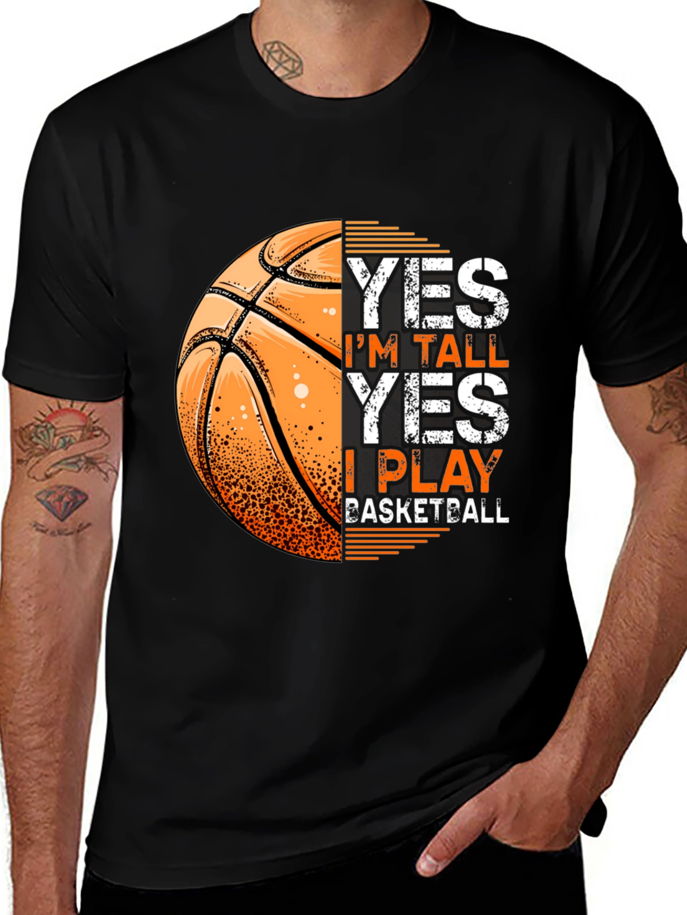 Variant 9 of Basketball T-Shirt: Yes I'm Tall, I Play Basketball