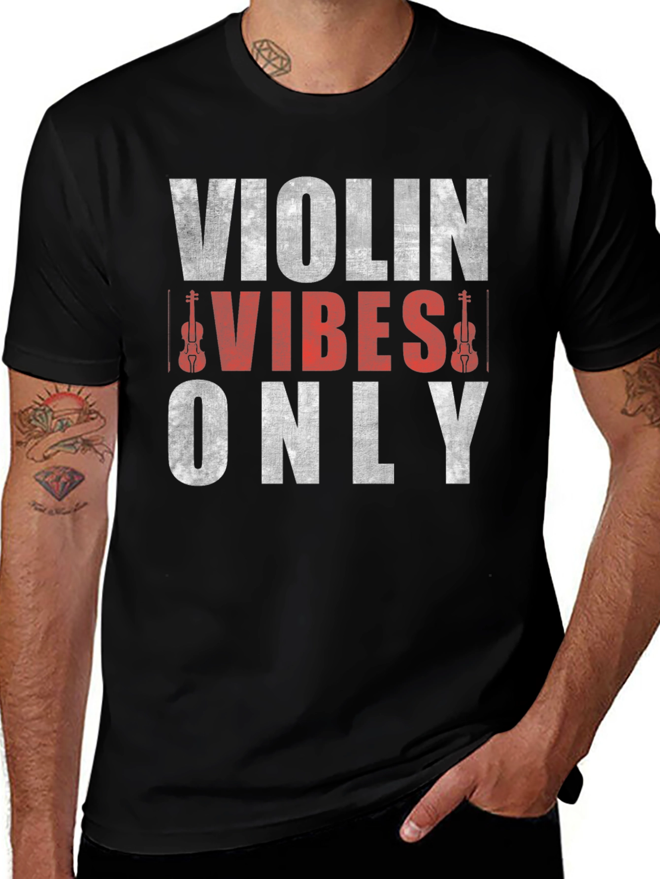 Variant 11 of Violin Vibes Only Graphic T-Shirt - Music Lover Tee