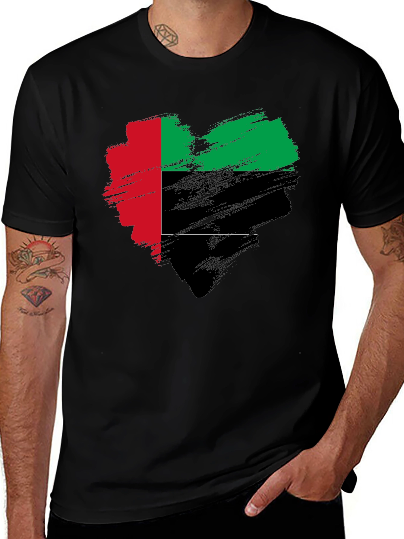 UAE Flag Heart Brushstroke T-Shirt