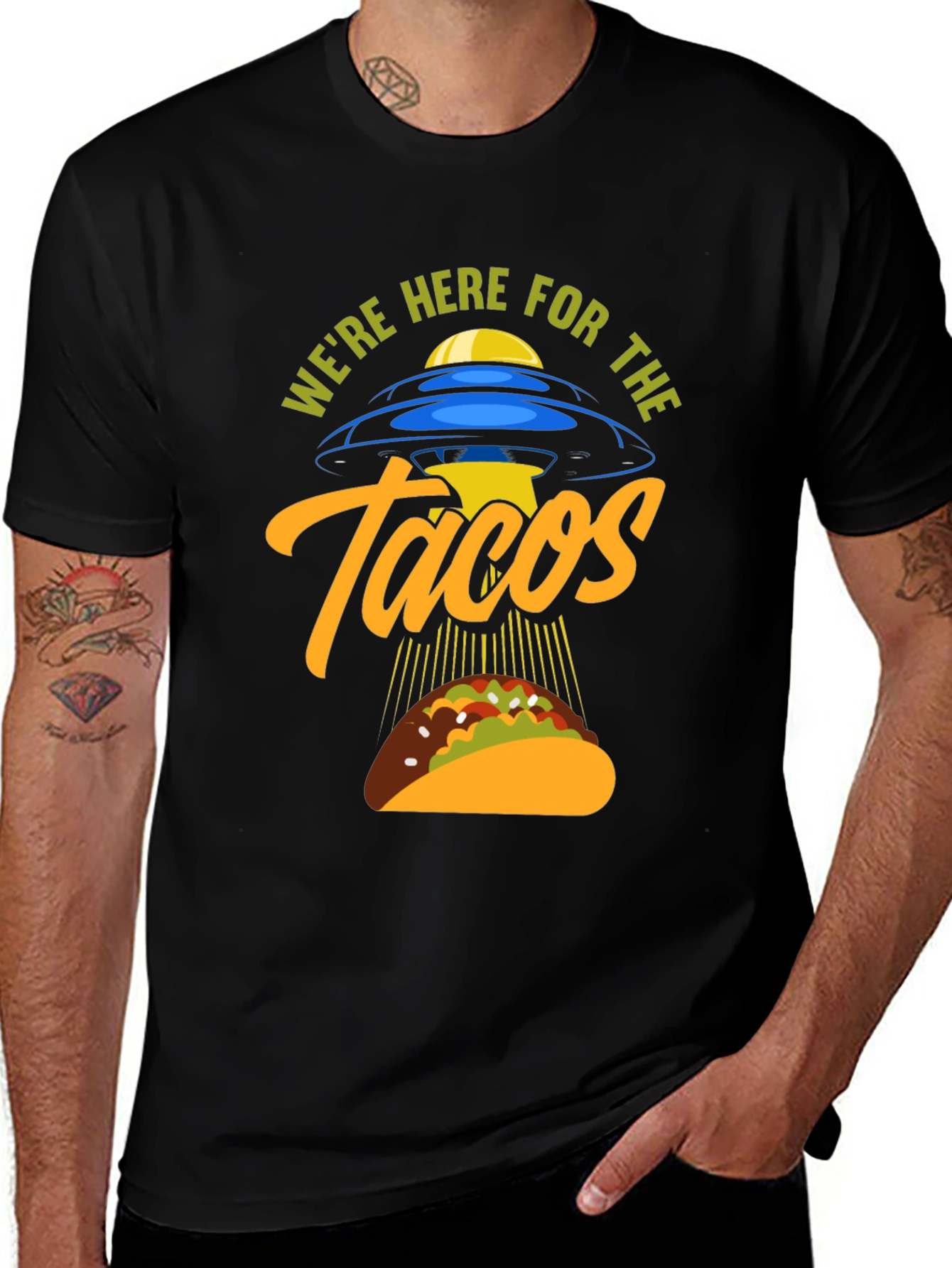 Variant 13 of We're Here For The Tacos Black T-Shirt