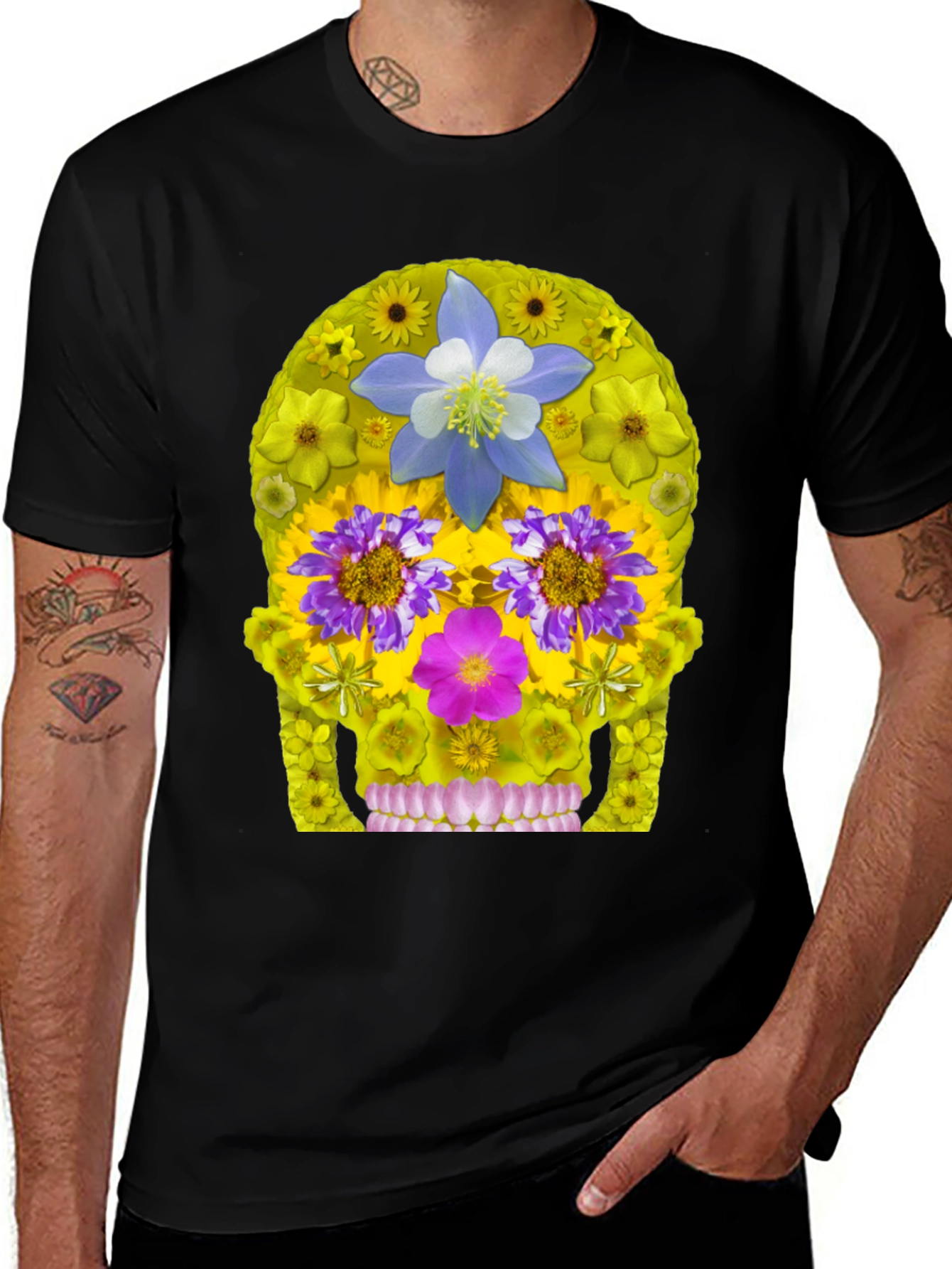 Variant 9 of Floral Sugar Skull T-Shirt - Unique Graphic Tee