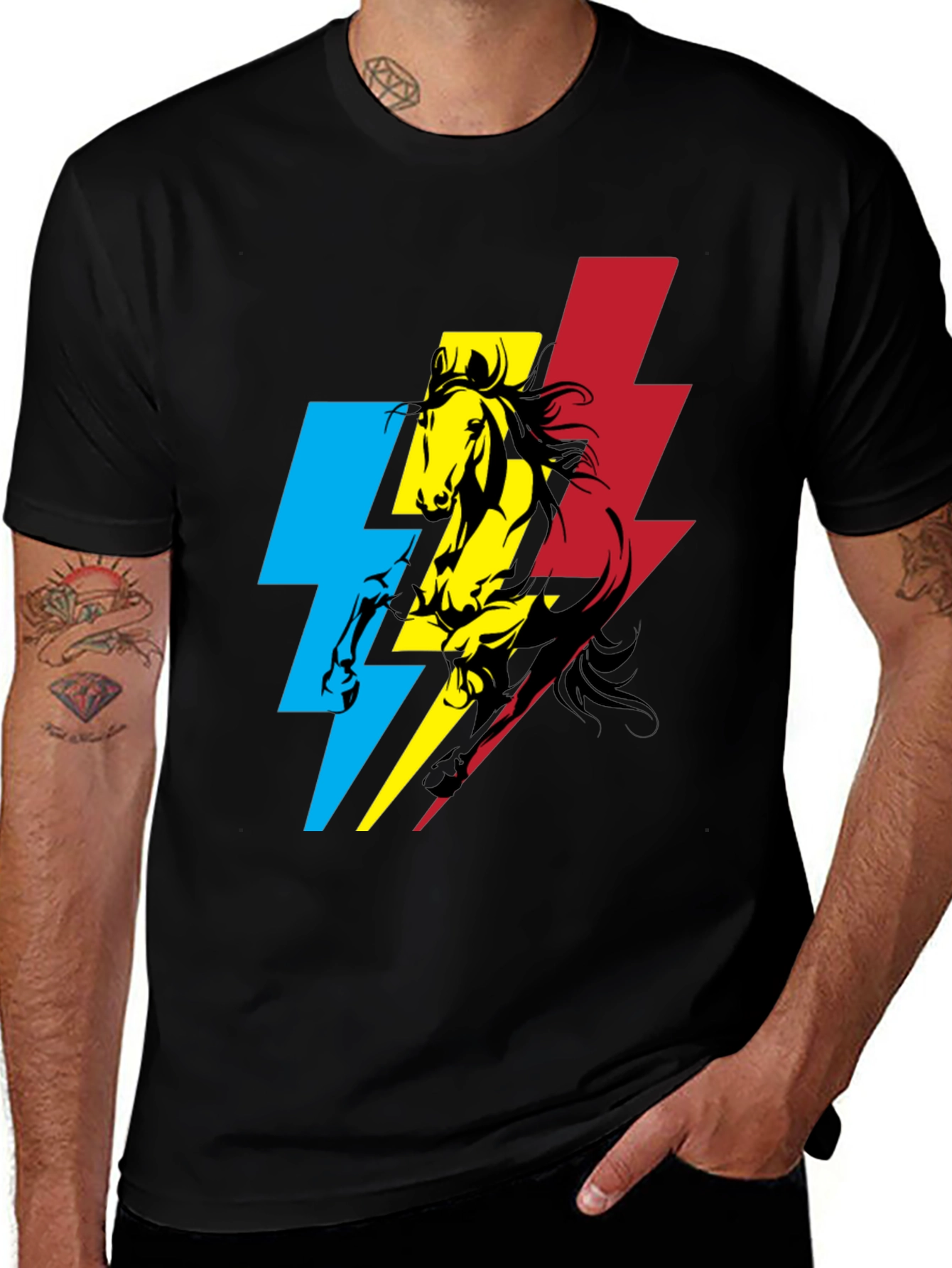 Variant 28 of Horse and Lightning Bolt Graphic T-Shirt