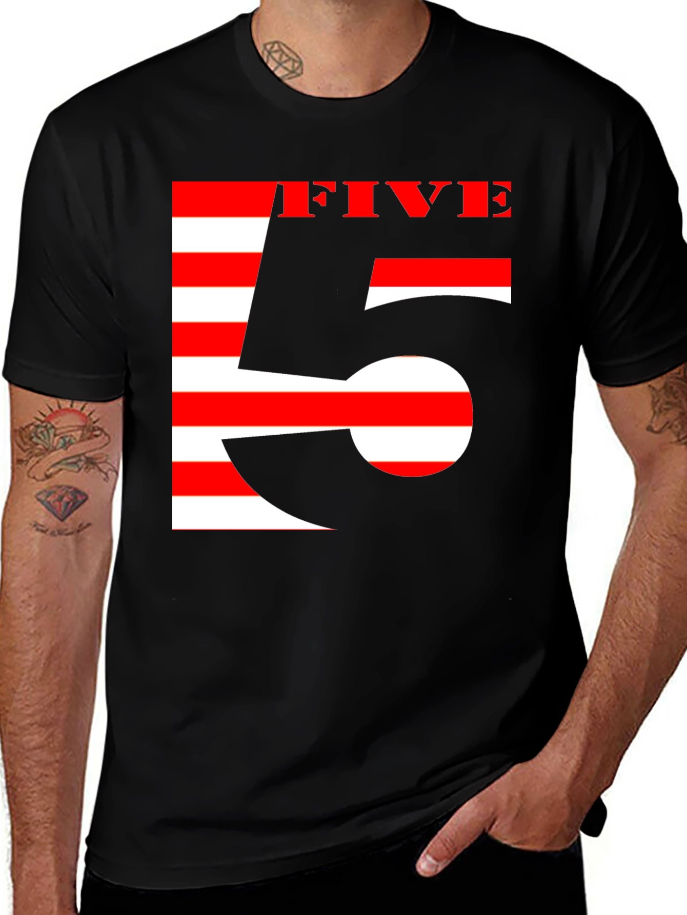 Variant 29 of Stripped Five Graphic Tee - Black