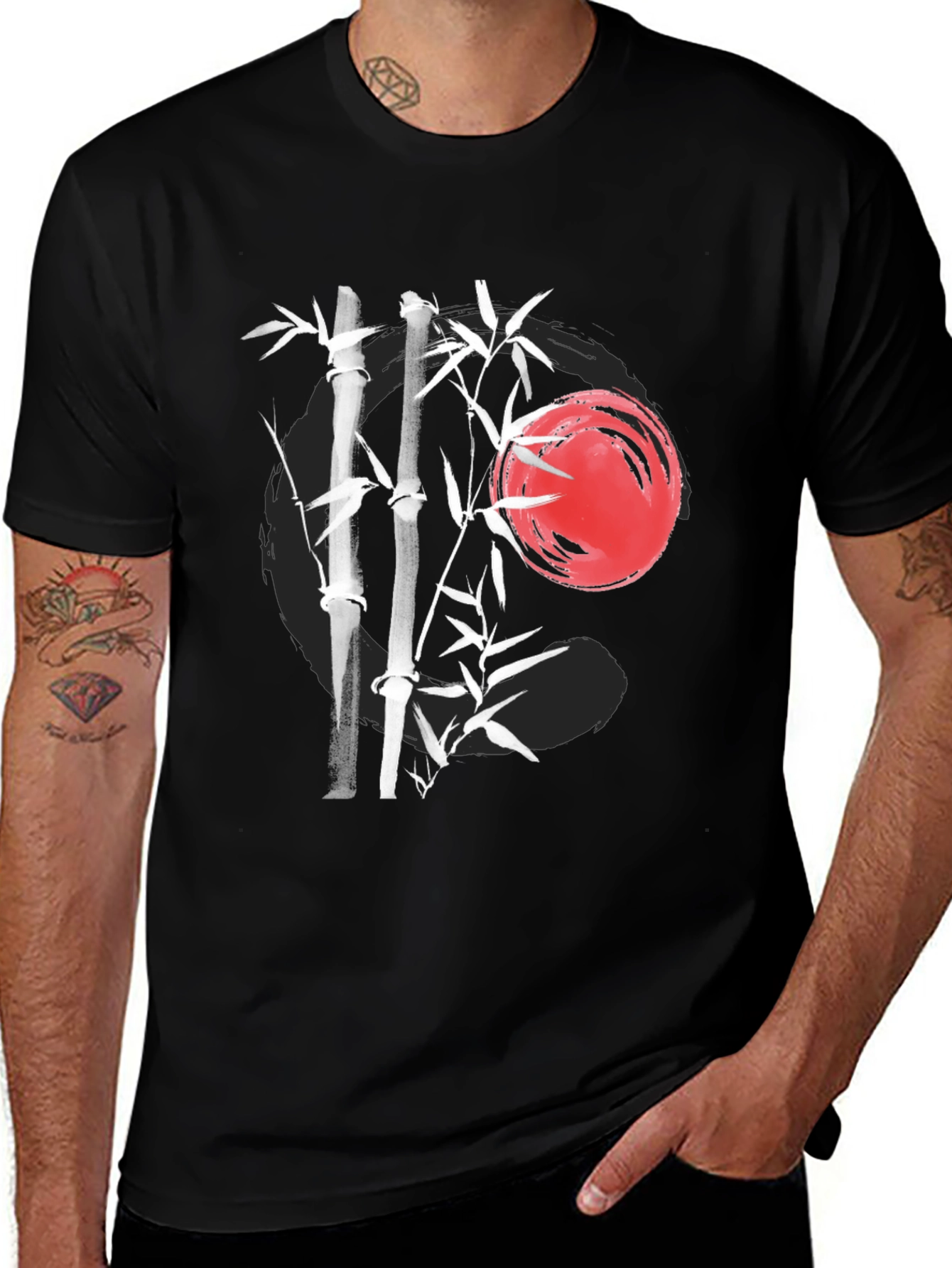 Zen Bamboo T-Shirt - Brushstroke Design