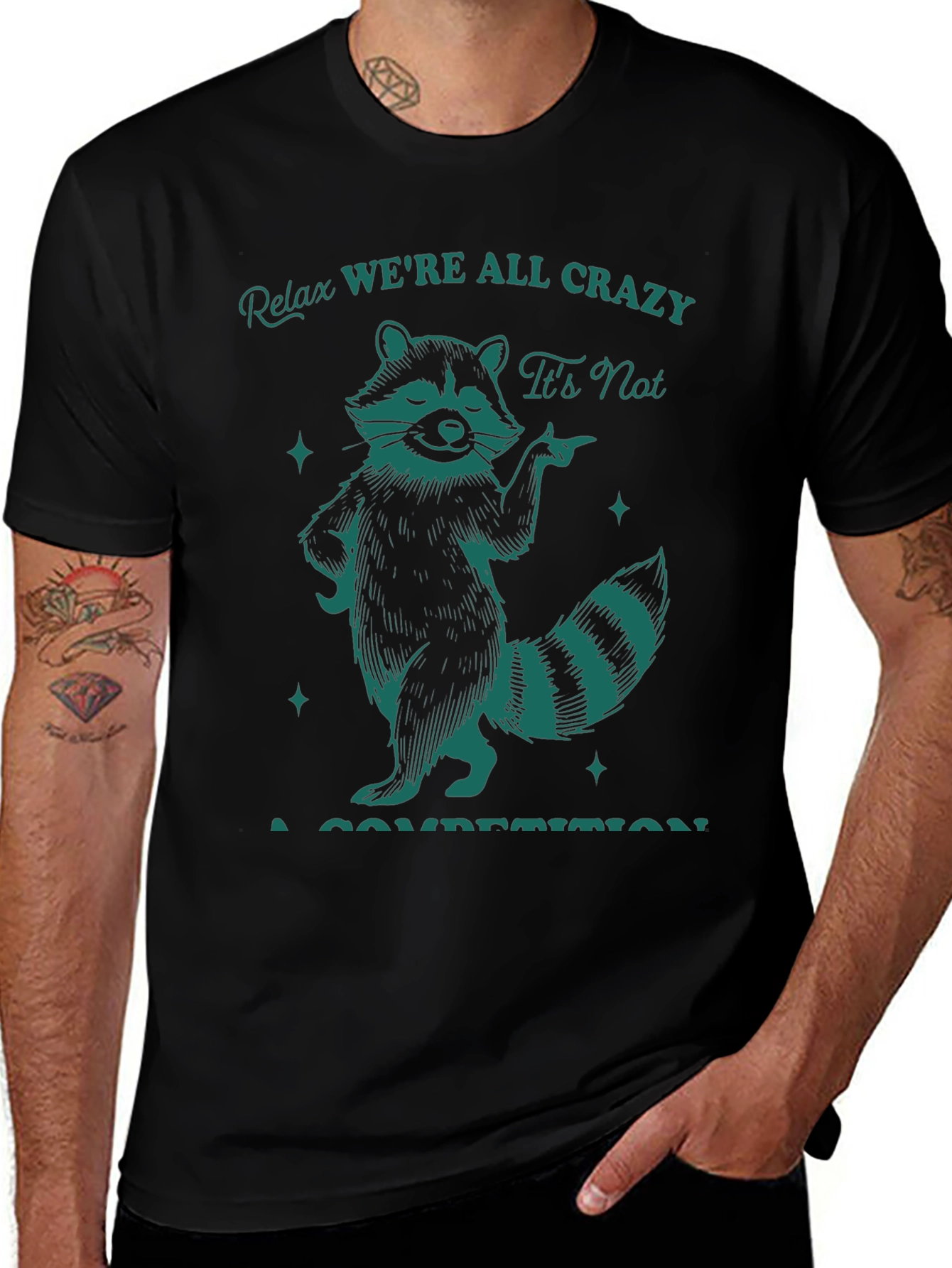 Relax We're All Crazy Raccoon Graphic Tee