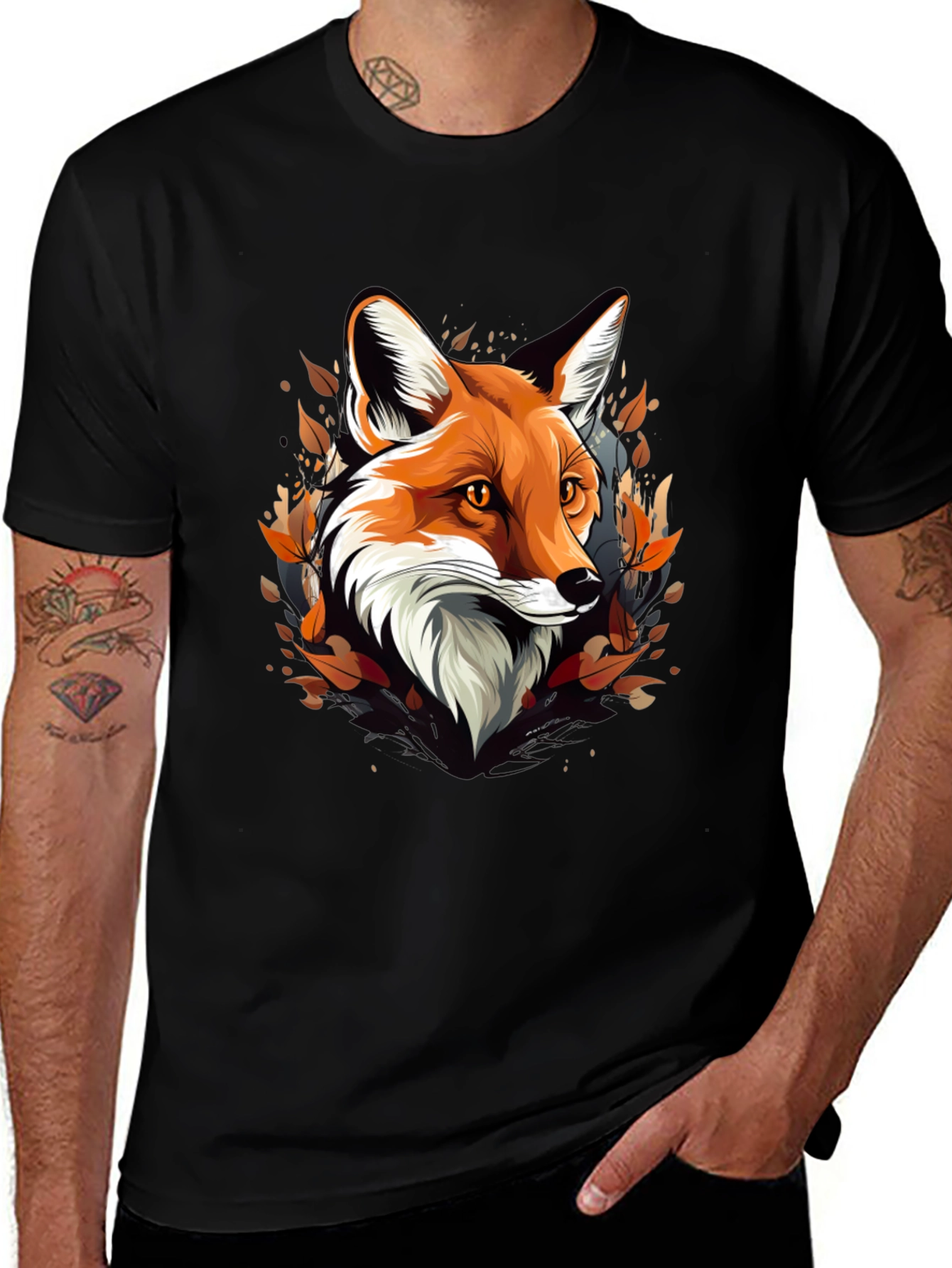 Variant 10 of Fox Graphic Print Black T-Shirt