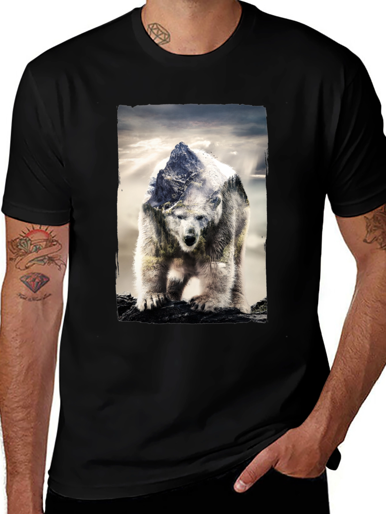 Variant 17 of Nature Fusion Tee: Polar Bear Mountain Graphic