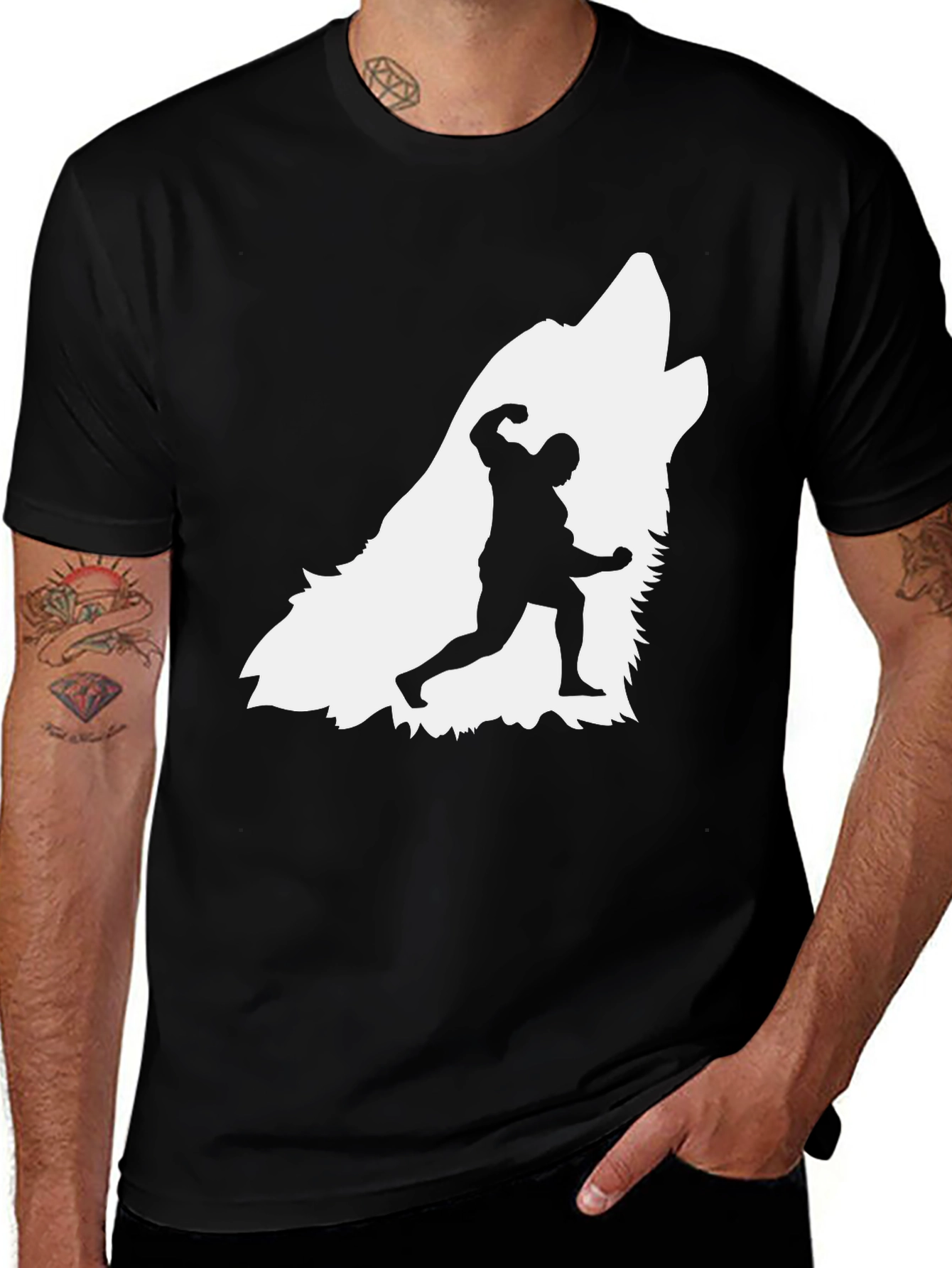 Variant 6 of Wolf Bodybuilder Graphic Tee - Black