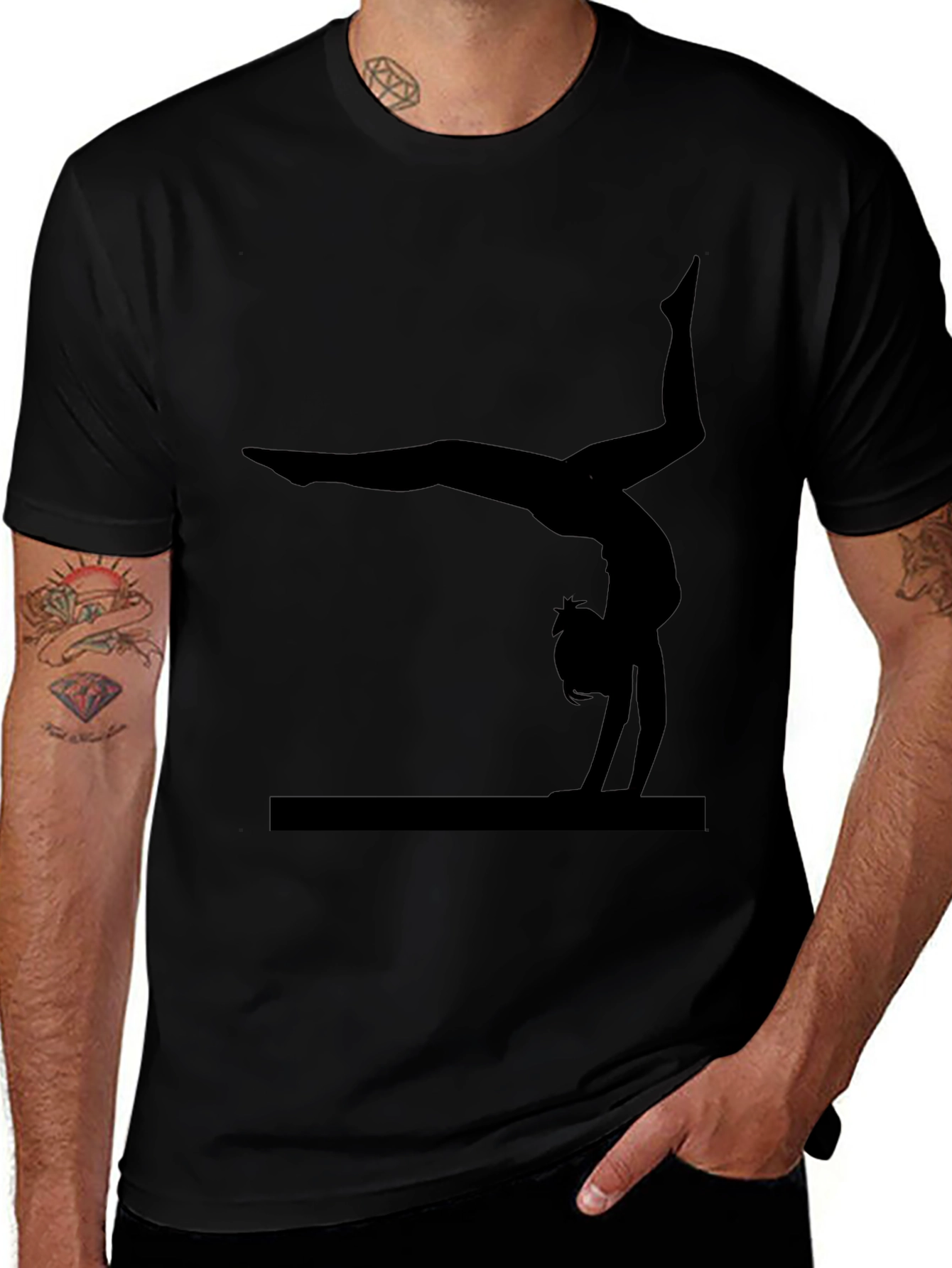 Gymnast Silhouette Black T-Shirt