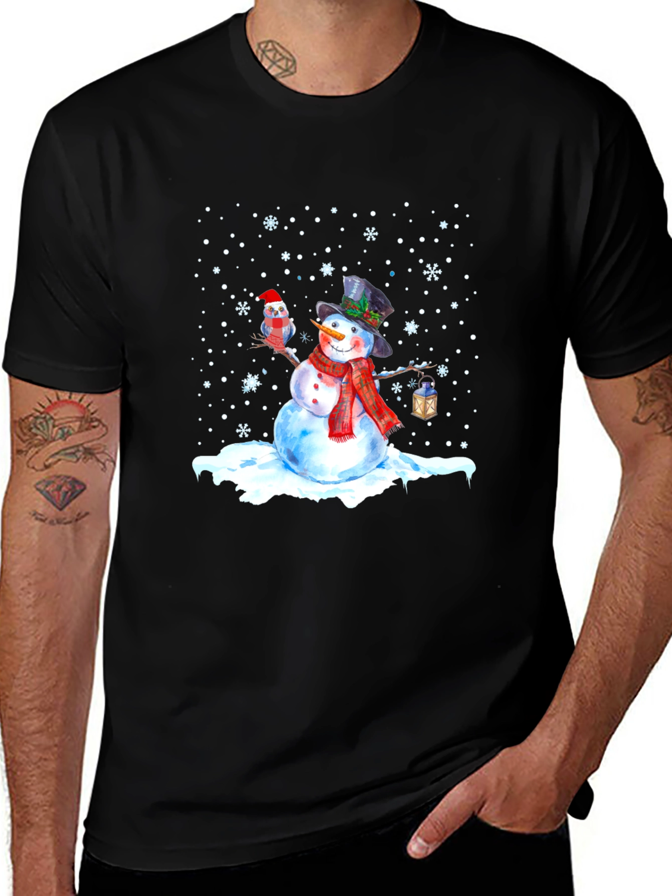 Variant 29 of Whimsical Snowman Graphic Tee - Winter Holiday Shirt