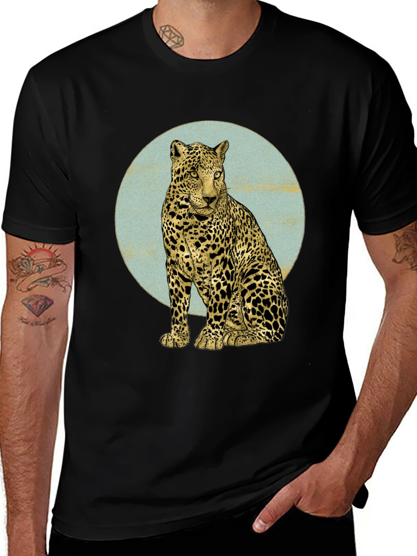 Variant 18 of Leopard Graphic Tee - Black Cotton T-Shirt
