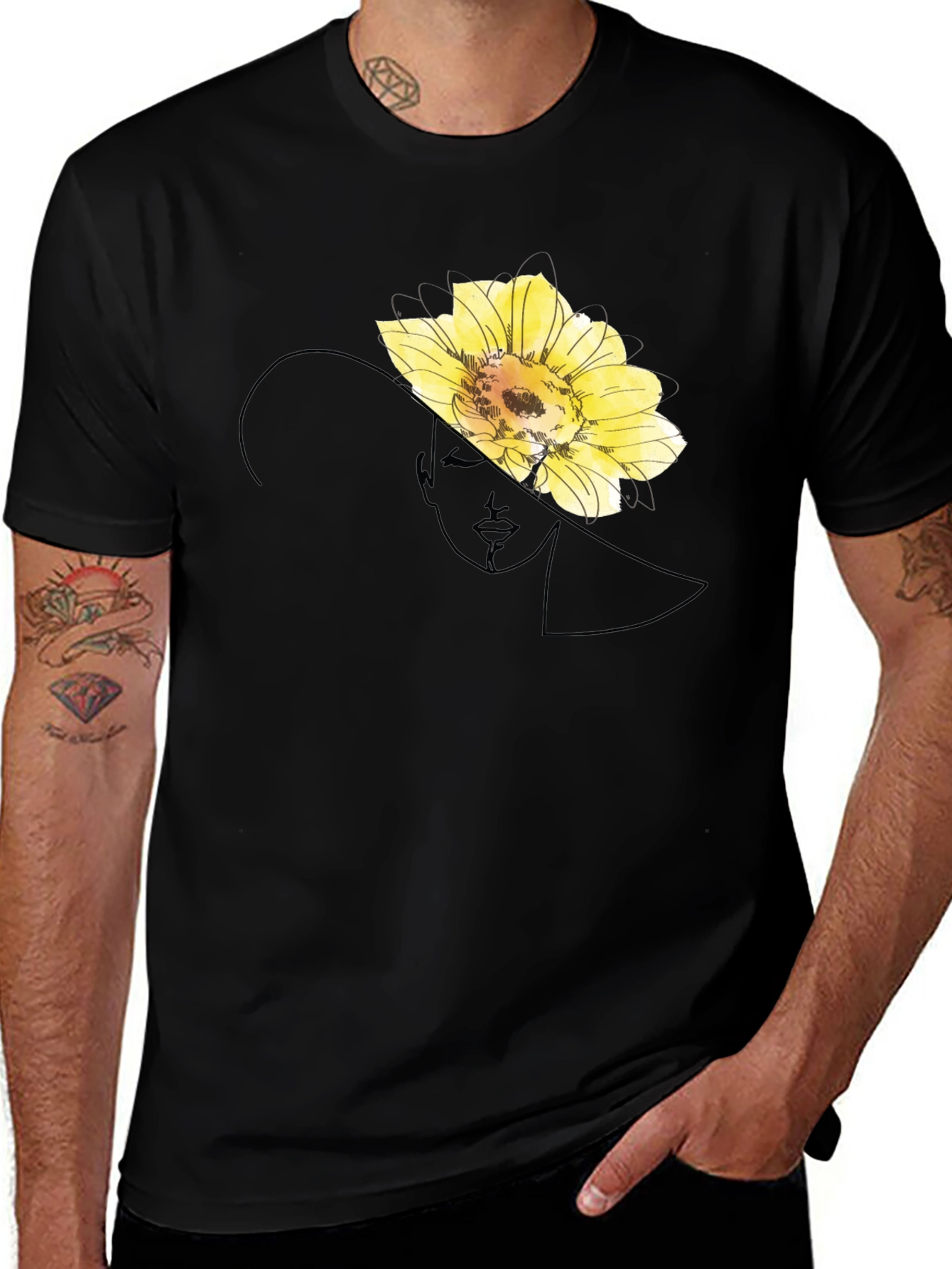 Variant 7 of Sunflower Hat Graphic Tee - Stylish Unisex T-Shirt