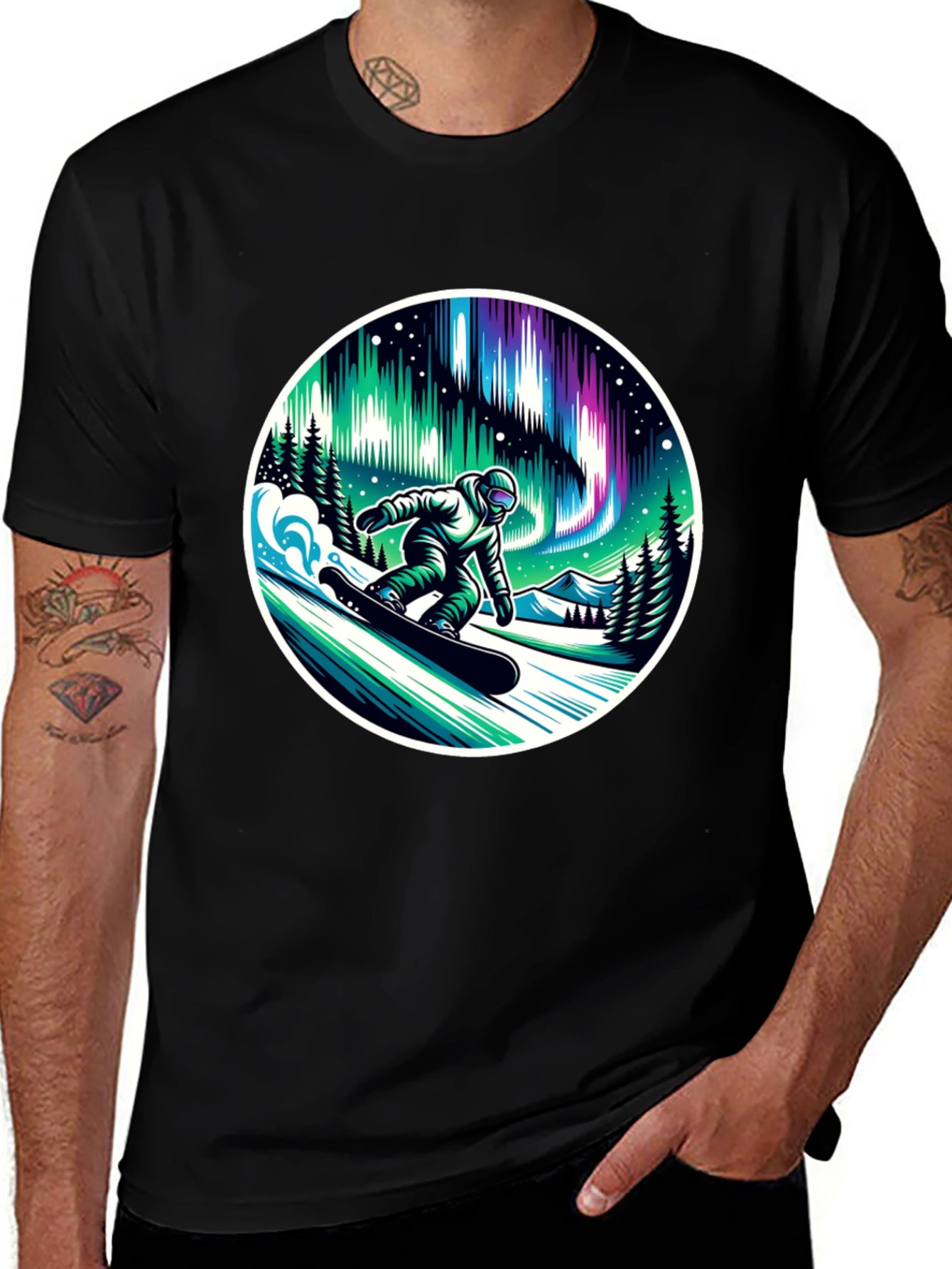 Variant 17 of Aurora Snowboarder Graphic T-Shirt