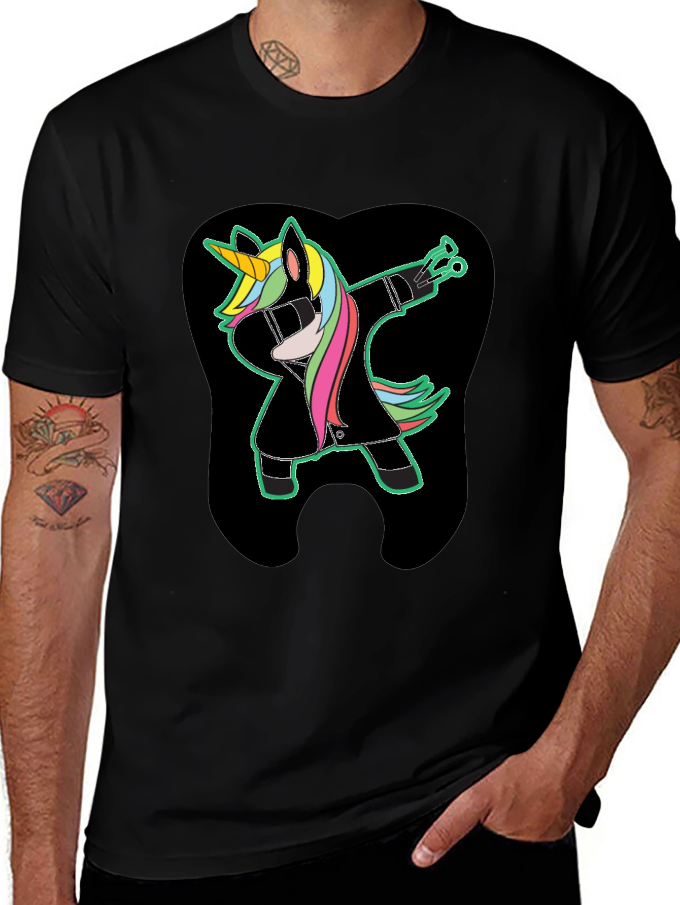 Variant 22 of Unicorn Dentist Dab T-Shirt - Novelty Dental Tee
