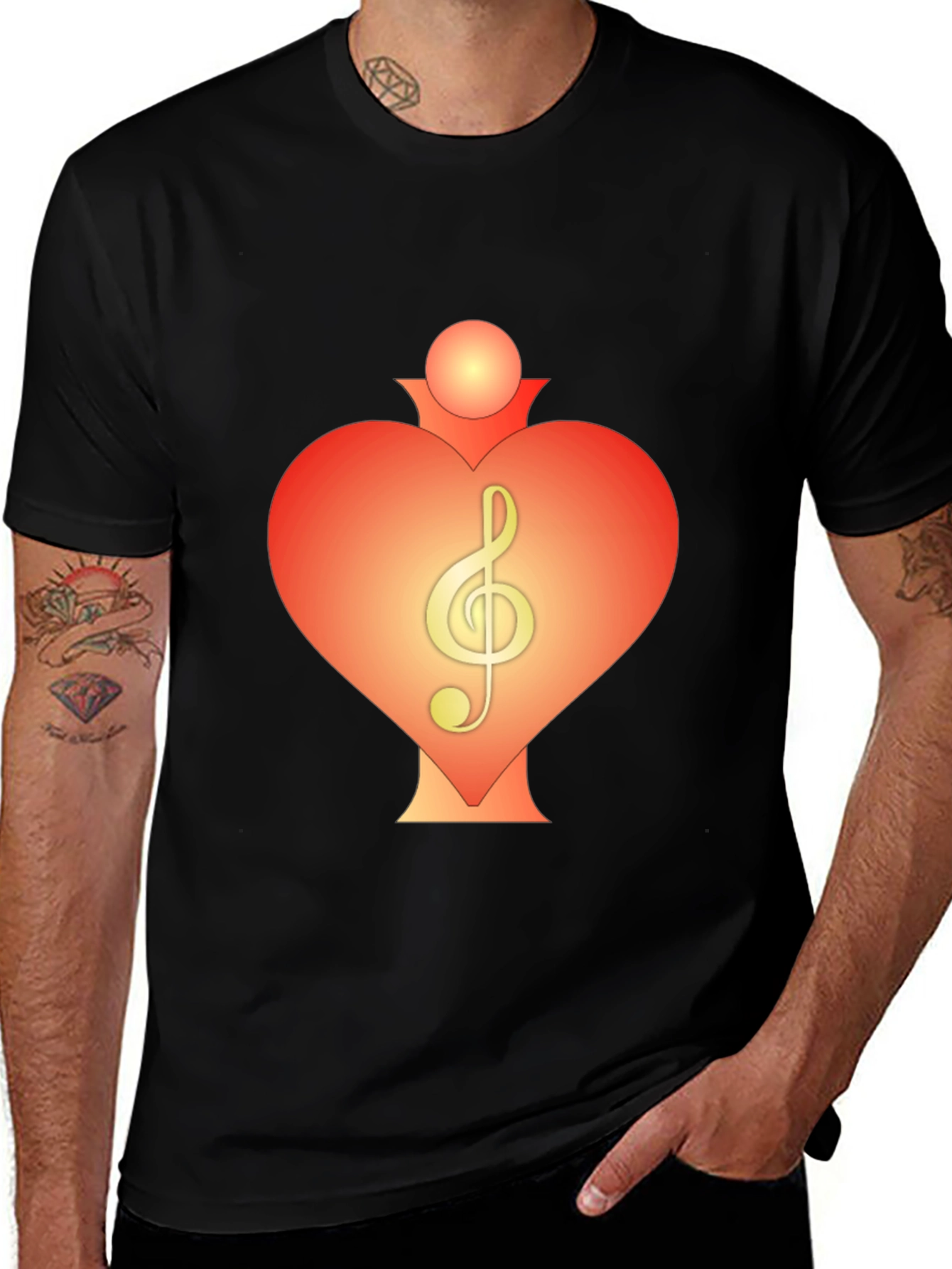 Variant 22 of Heart Treble Clef Black T-Shirt